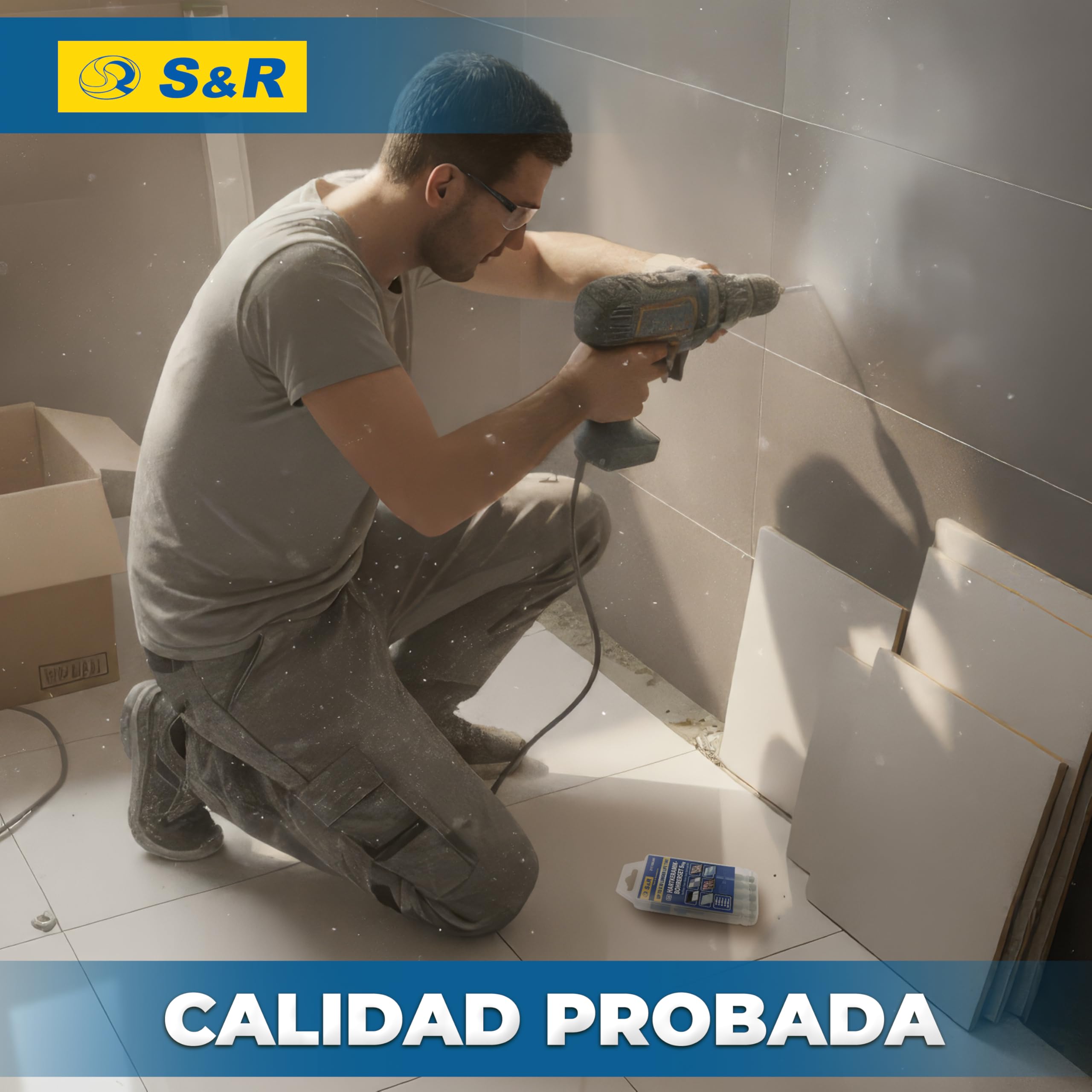 S&R Juego de Broca Azulejos Porcelanico Cerámica dura - Broca 4/5/6/8/10 mm - Broca para Porcelanico Azulejos Céramica Mármol Granito Vidrio. Brocas de Vástago hexagonal de 1/4