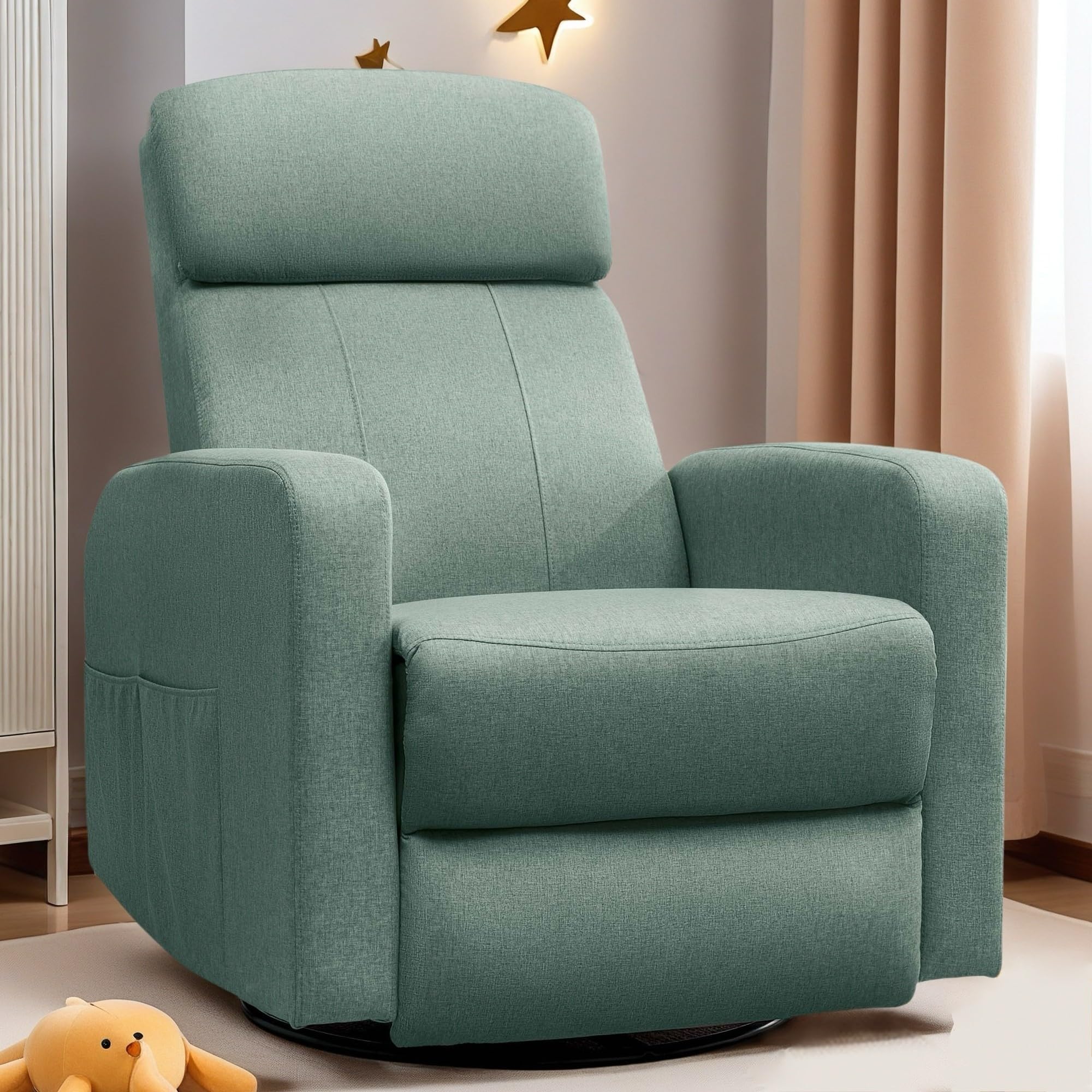 Korser Power Swivel Recliner Chairs for Adults, Electric Glider Rocking Chair Nursery, Glider Recliner Nursery Chair with Classified Side Pocket, Nursery Rocking Chairs with USB and Type-C Ports