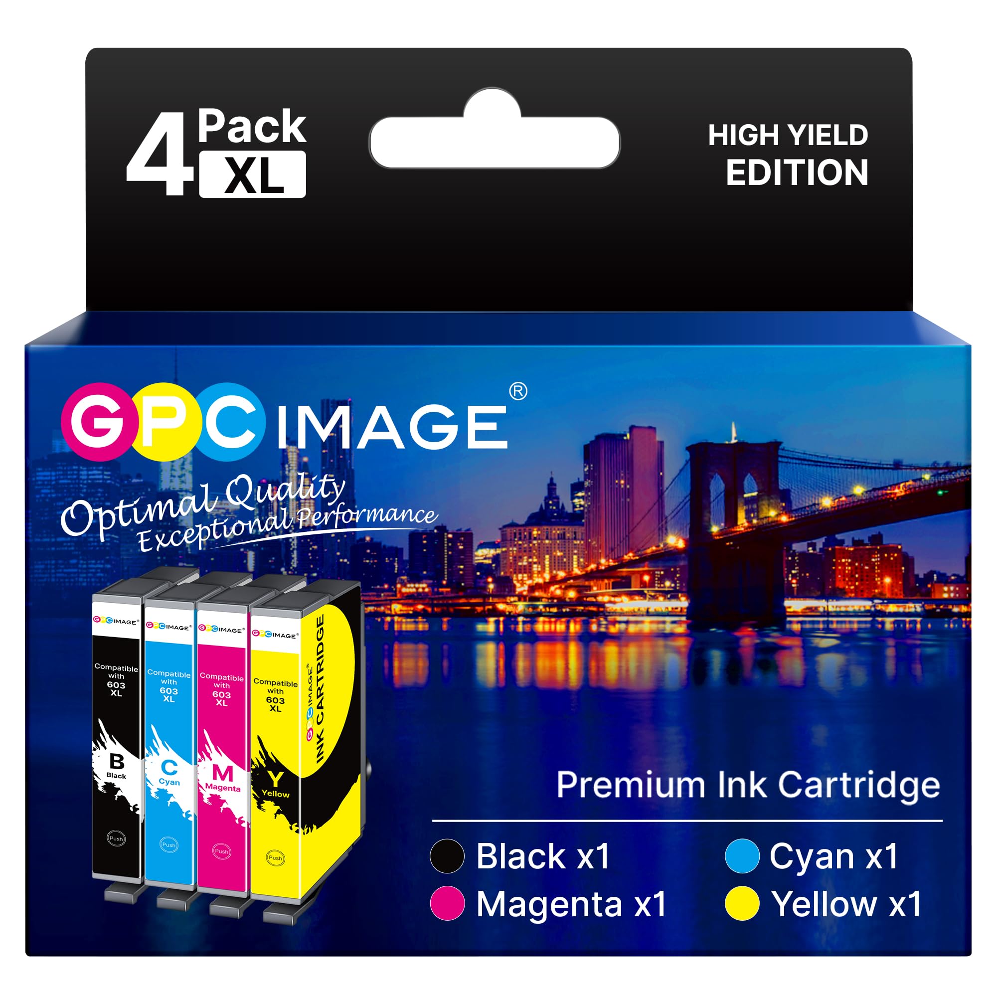 GPC IMAGE 603 XL 603XL Multipack Kompatible für Epson 603 Patronen 603 XL für Epson XP 3100 Druckerpatronen XP 3200 XP 3105 XP 2100 XP 4100 XP 4150 XP 4105 XP 2150 WF 2830 WF 2835 WF 2810 (4er-Pack)