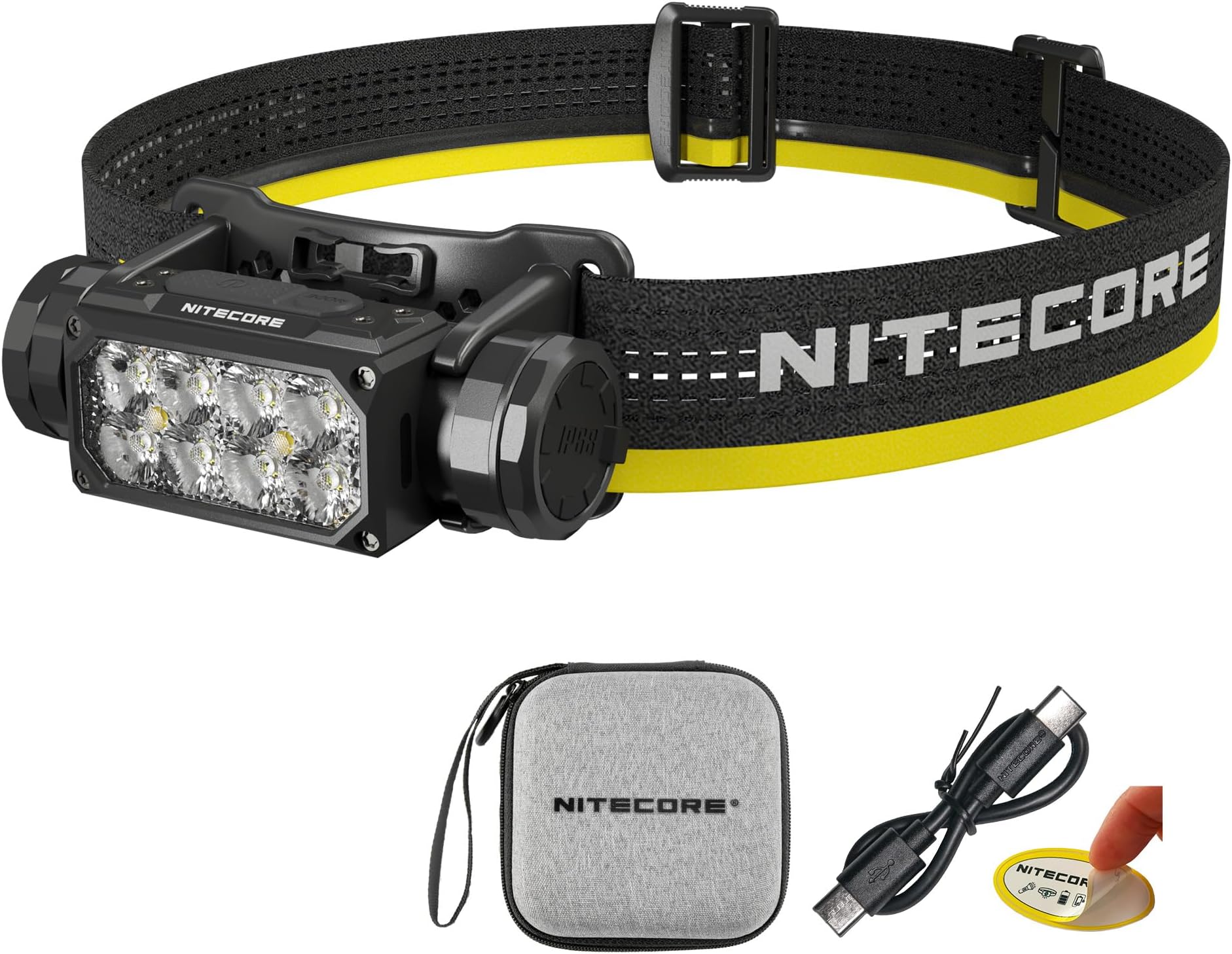 HC65 UHE Headlamp, 2000 Lumen Heavy Duty Metal, USB-C Rechargeable with White, Red, and Reading Lights for Camping, Hiking, Hunting, and Industrial Works with LumenTac Organizer (Black)