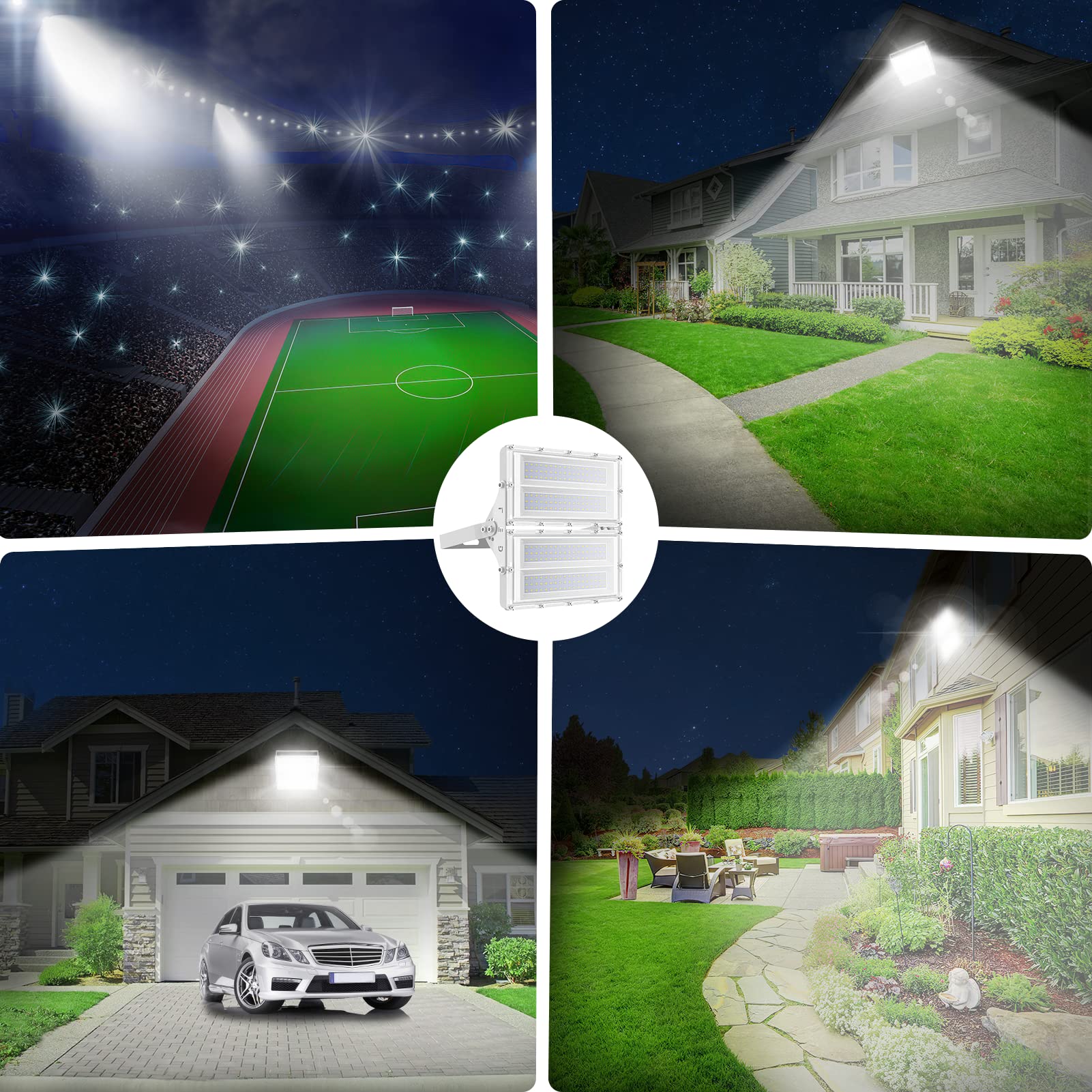 MKKM LED Strahler Flutlichter außen 300W Superhell 10000lm Flutlichtstrahler 6500K IP67 Wasserfest Außenstrahler für Sportplatz… (200, Watt)