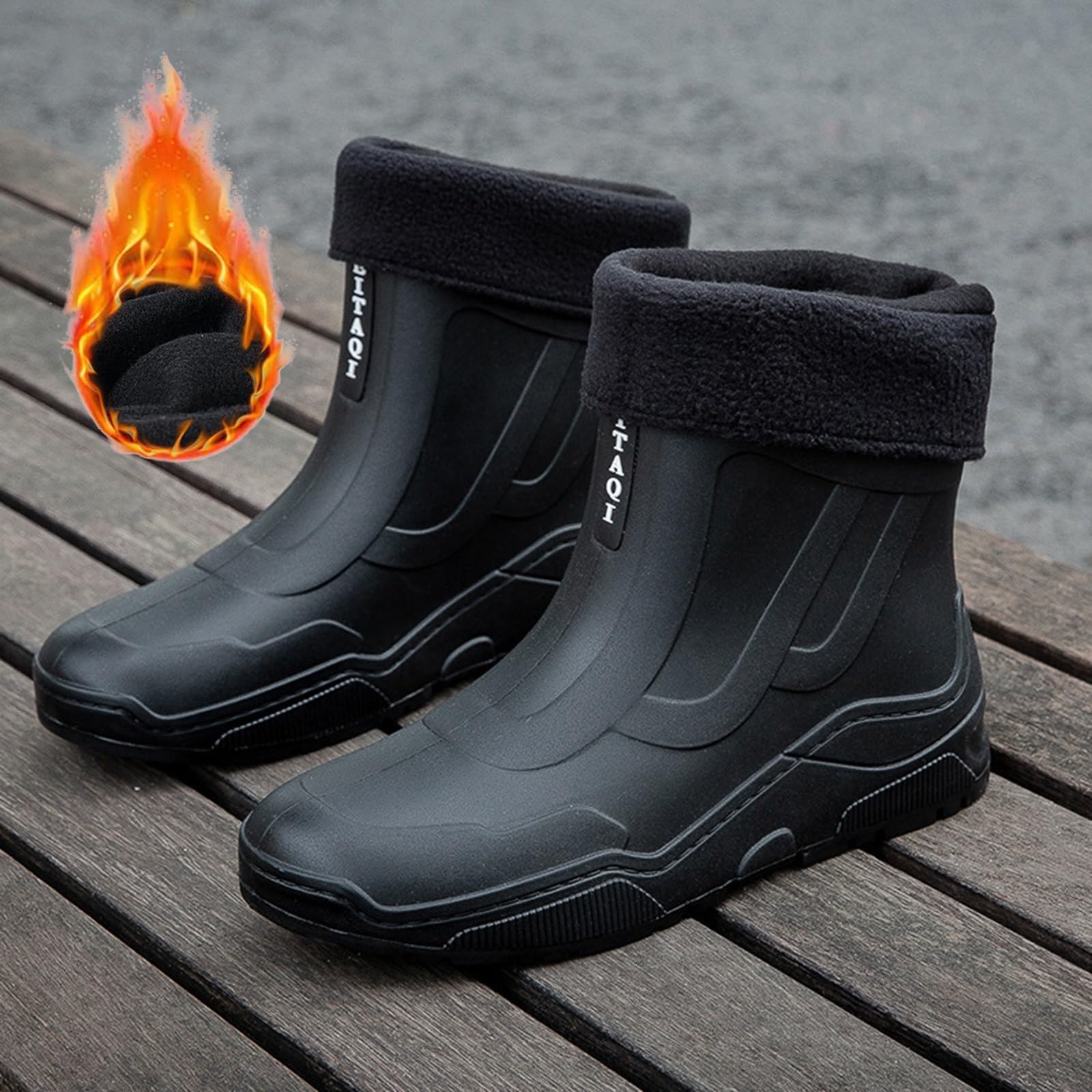 Botas de goma cortas para hombre, botas de lluvia forradas, botas de goma, botines impermeables, botas de lluvia, botas de goma, antideslizantes, zapatos de jardín, botas de lluvia, botas de lluvia