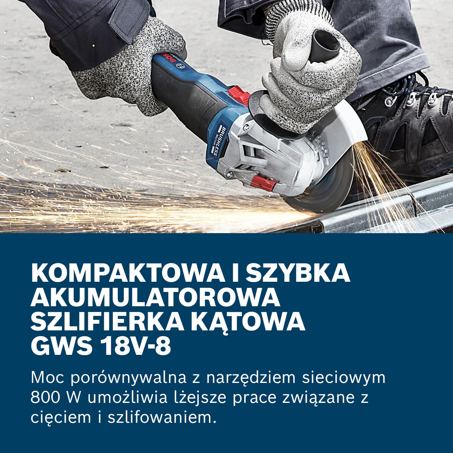 Bosch Professional 18 V firmy Bosch: akumulatorowa szlifierka kątowa GWS 18V-8 (Ø tarczy 125 mm, 2x GBA 4.0Ah, GAL 18V-40, walizka)