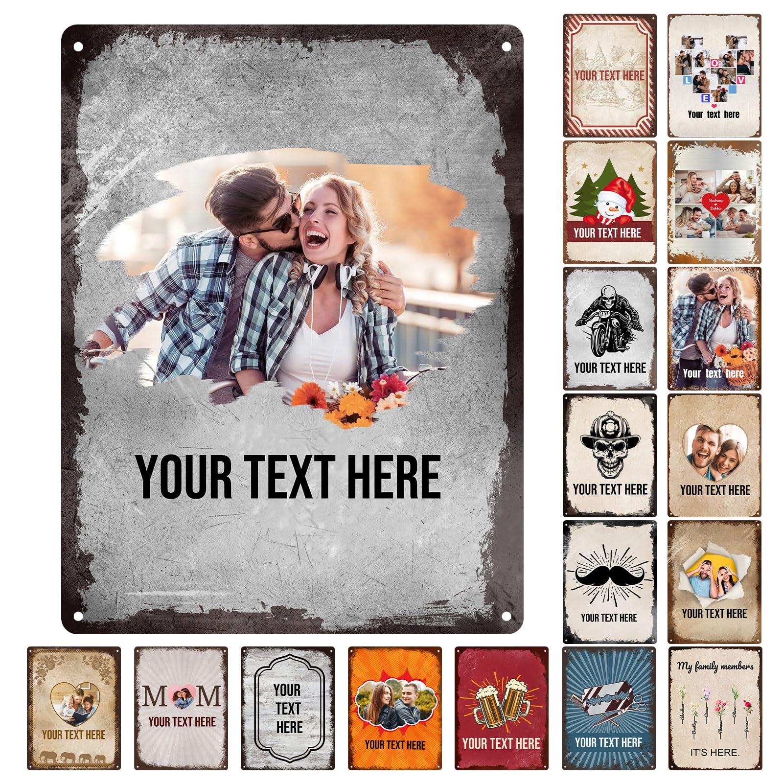 Custom Metal Sign Wall Decor with Photo/Text, Personalized Retro Tin Sign, Vintage Art Signs for Home Decoration, Wall Art Decor Ready to Hang - 16 Sizes