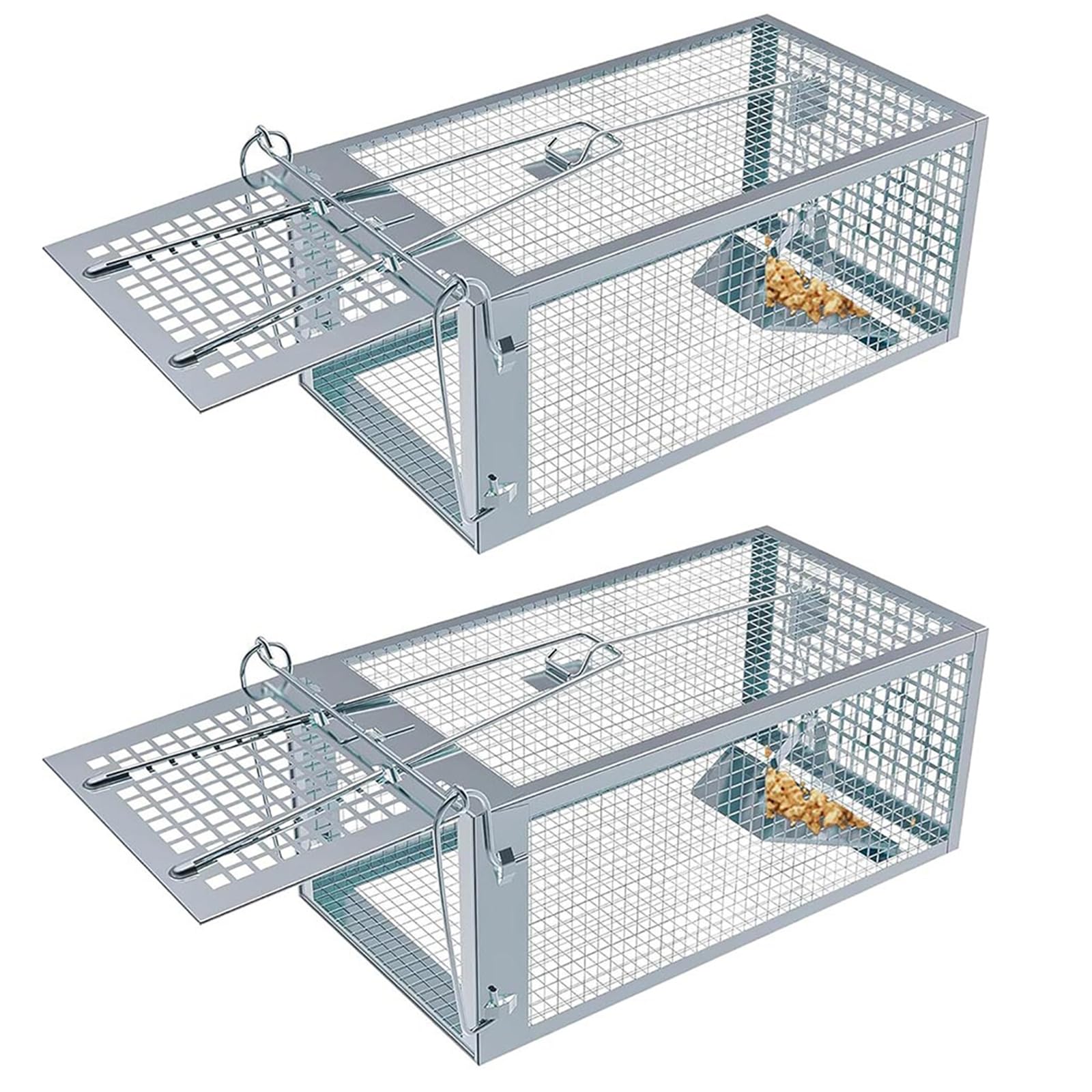 2 Pack Humane Rat Traps, Live Catch Metal Mouse Traps for Indoor & Outdoor