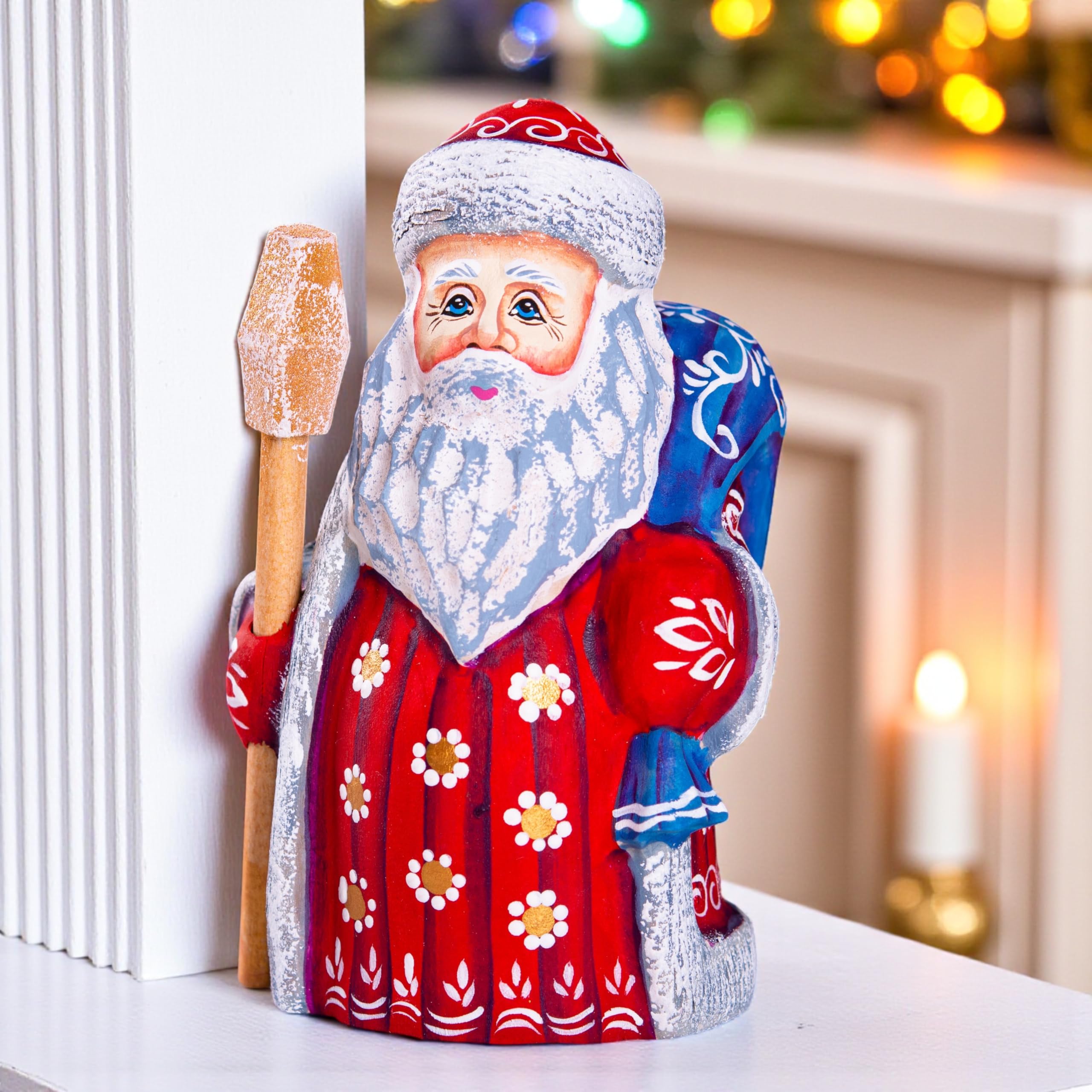 Amazon.com: TYCHEART STUDIO Wooden Hand-Carved Santa Claus