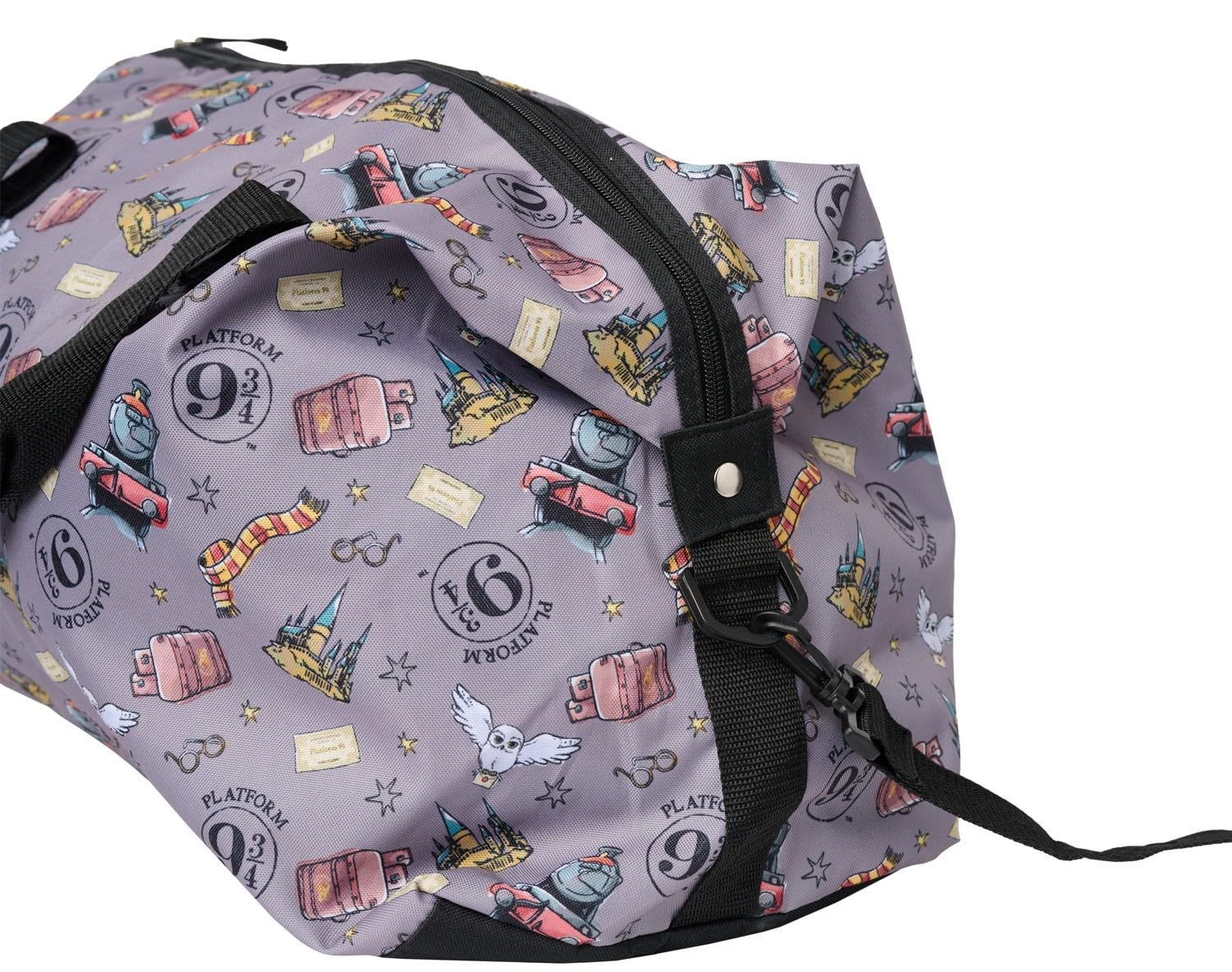 Bolsa de lona Tren Buho Gafas Hogwarts Estampado Todo Sobre Llevar Viajes, Blanco apagado, Bolsa de lona Weekender 5