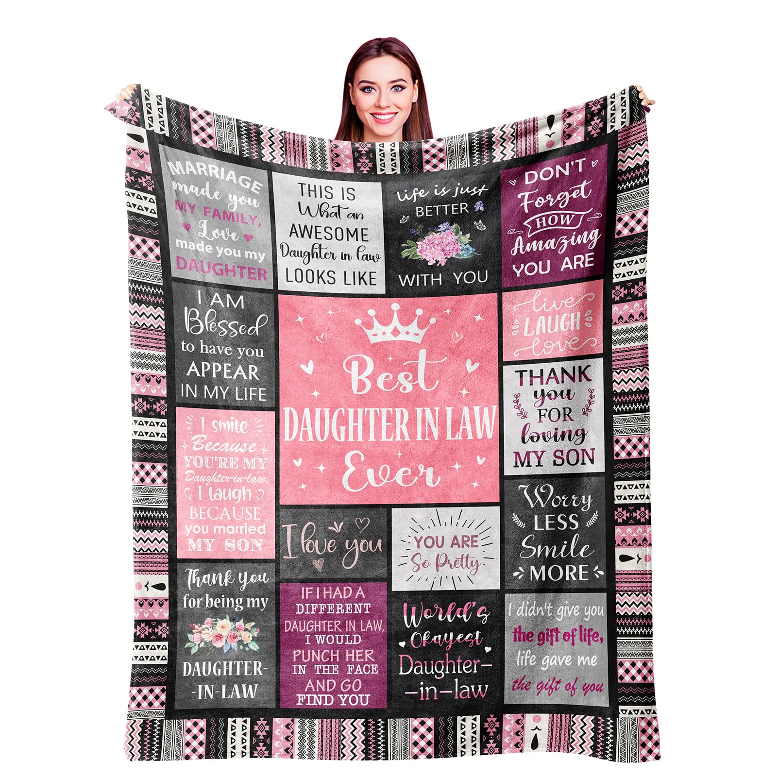 Daughter in Law Gifts from Mother in Law, Birthday Gifts for Daughter in Law, Future Daughter in Law Gifts, Christmas Mothers Day Wedding Gifts for Daughter-in-Law Throw Blanket 60"X50"