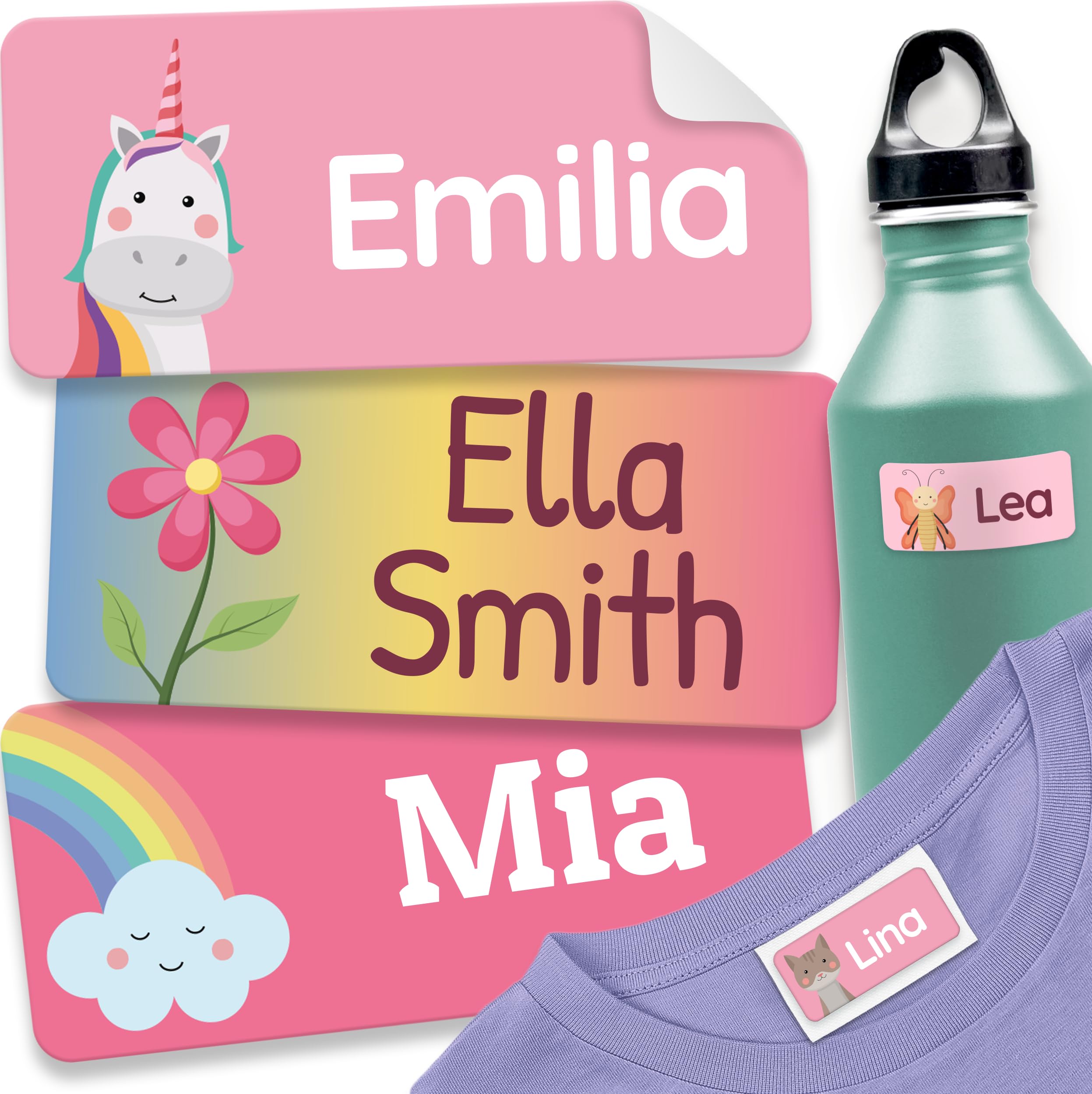 120 Stick on Name Labels for Clothes Kids - Personalised Name Tags for Clothes, School and Nursery - Waterproof and No-Iron Name Stickers for Kids
