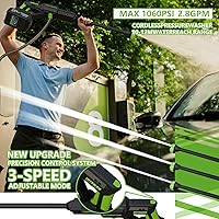 Vista 5 de Cordless Pressure Washer,1060 PSI Battery Power Washer with 5.0Ah Superpower Battery, 3 Speed Adjustment/2.8 GPM, 6-in-1 Nozzle Battery Operated