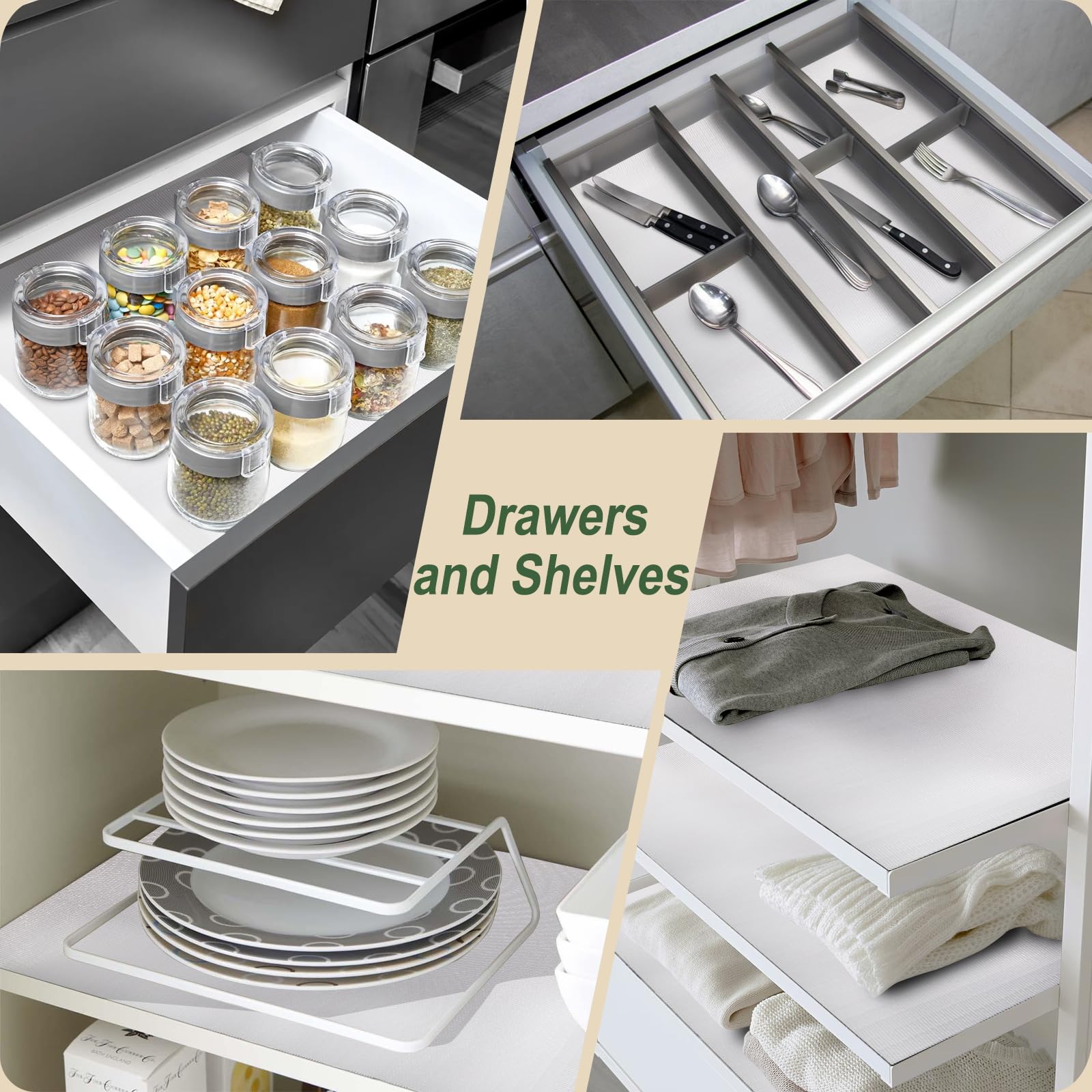 Regalschubladenauskleidung für Küchenschränke, nicht klebend, rutschfest, starker Griff, verdickter Kunststoff, Schrankeinlagen für Regale, Kommoden, Schrank, Werkzeugkasten, Speisekammer,