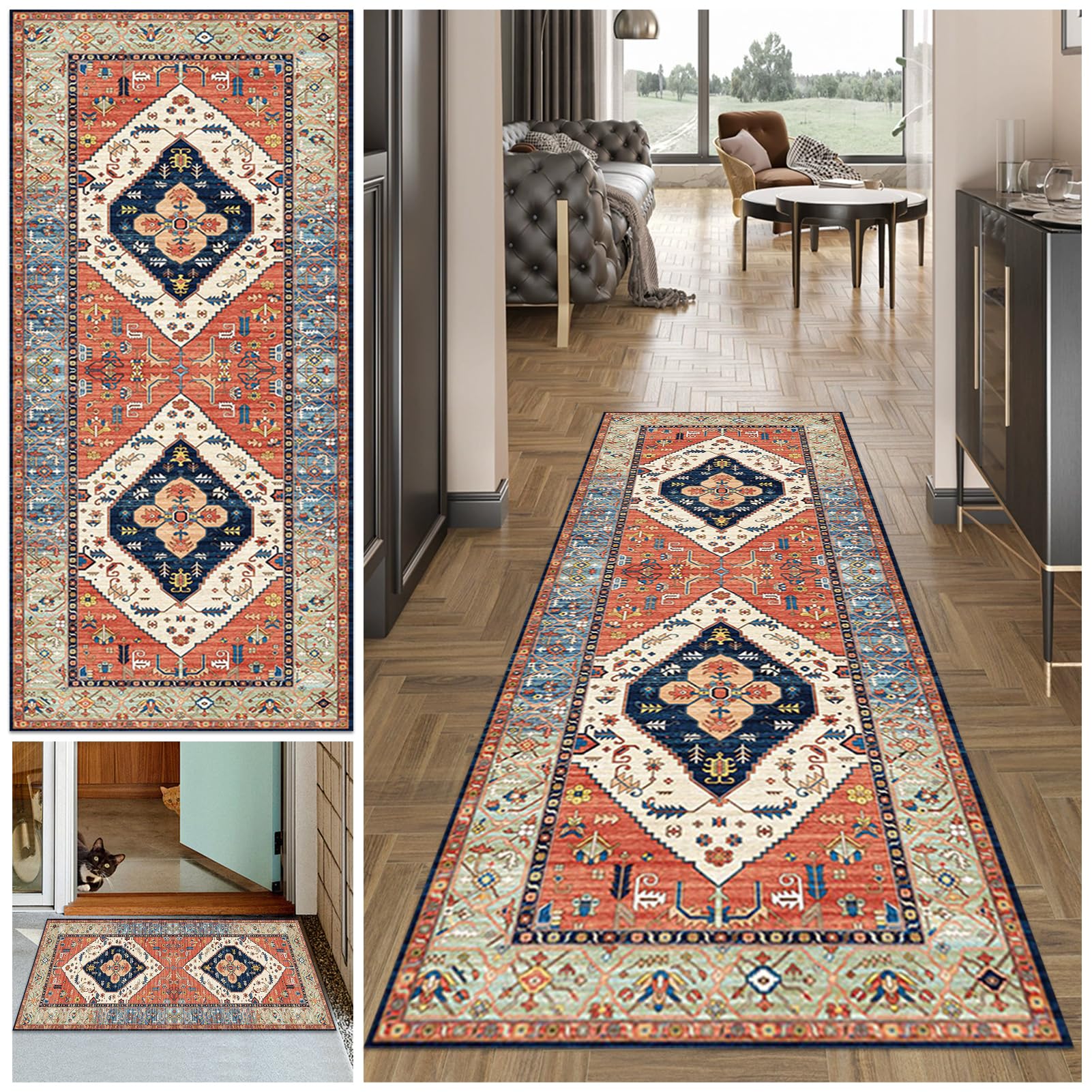 Carpet Runners for Hallways 70 x 160 cm Non Slip Carpet Runner Absorbent Carpet Floor Mat Machine Washable Kitchen Runner Rug Long Hallway Hall Runner Narrow Rugs Area Rug Runner Rug for Hallway