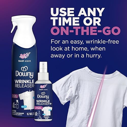 Miniatura 5 de Downy Spray liberador de arrugas, todo en uno, eliminador de olores, removedor de estático, refrescante de tela y ayuda de planchado para ropa, 9.7