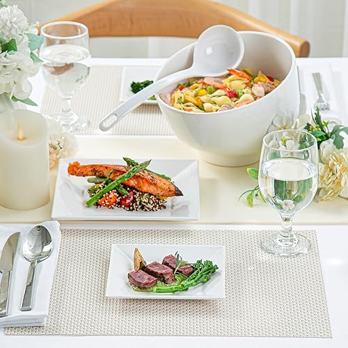 Miniatura 7 de Restaurantware Voga - Platos cuadrados de 6 pulgadas, 4 platos de ensalada medianos, prácticamente irrompibles, lavables en platos, platos