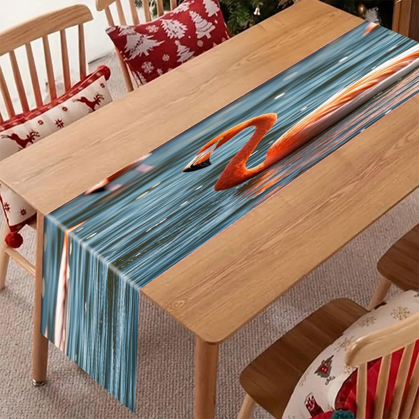 Flamingo Table Runner Modern Art Farmhouse Linen Table Runner Dresser Scarf Seasonal Kitchen Dining Table Decoration Dresser Scarves for Home Party Decor 13x70 Inch