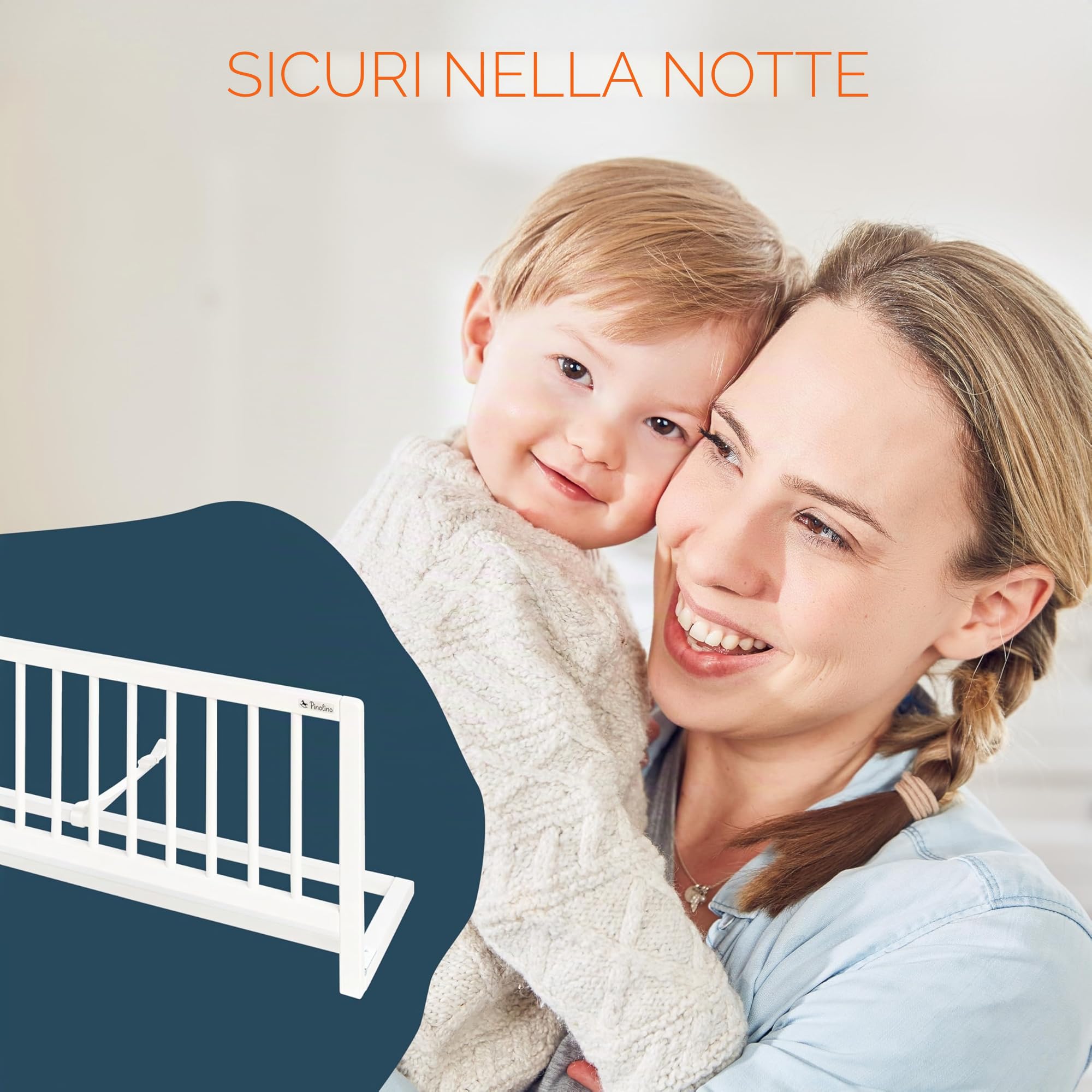 Pinolino Recinzione di sicurezza per culla, recinzione di sicurezza pieghevole, cameretta per bambini, protezione anticaduta, 120 x 32 x 40 cm, bianco