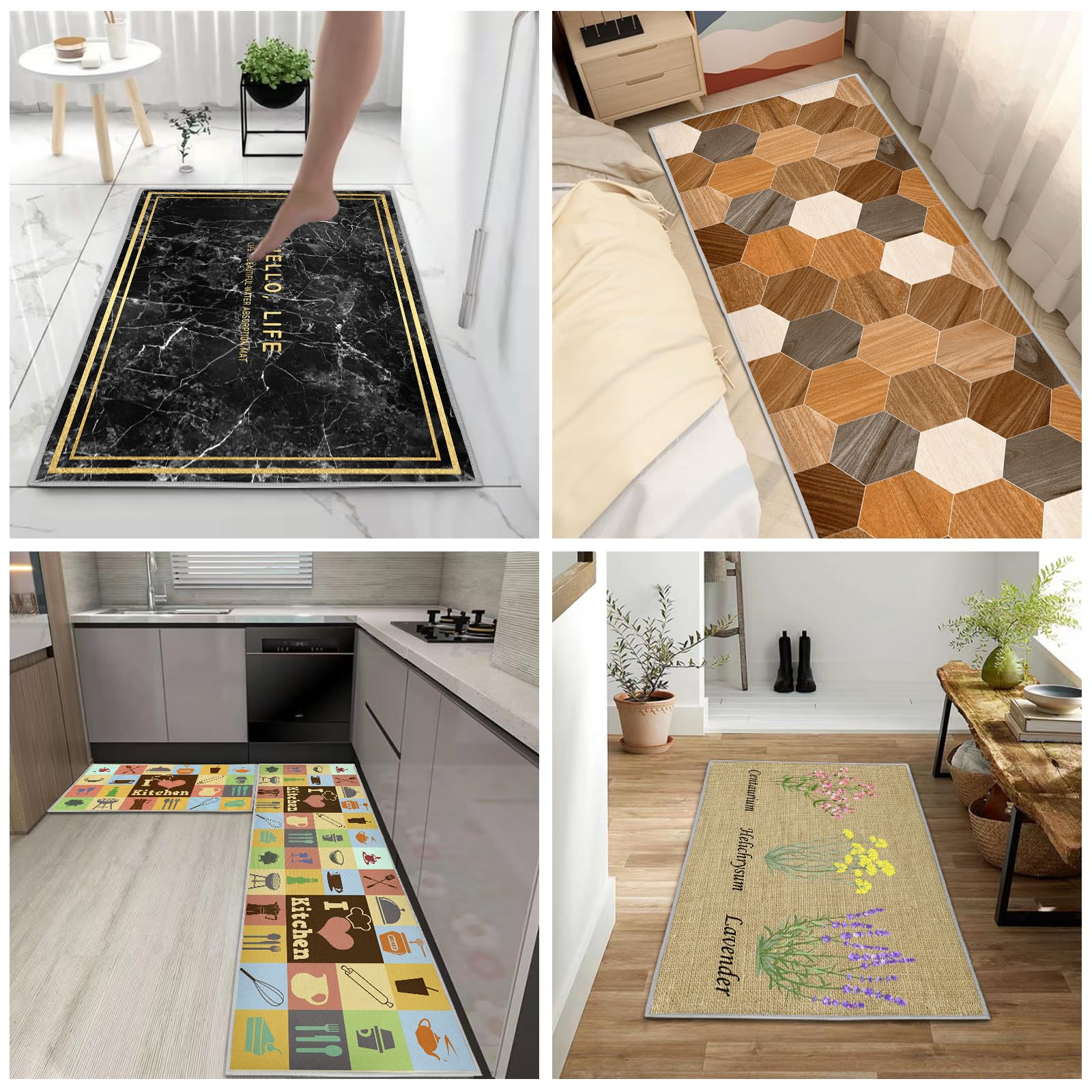 Tappetini Da Cucina Imbottiti Anti Affaticamento, Set Da 2 Pezzi (43,9x73,7 Cm + 43,9x149,9 Cm), Antiscivolo E Impermeabili, Blu