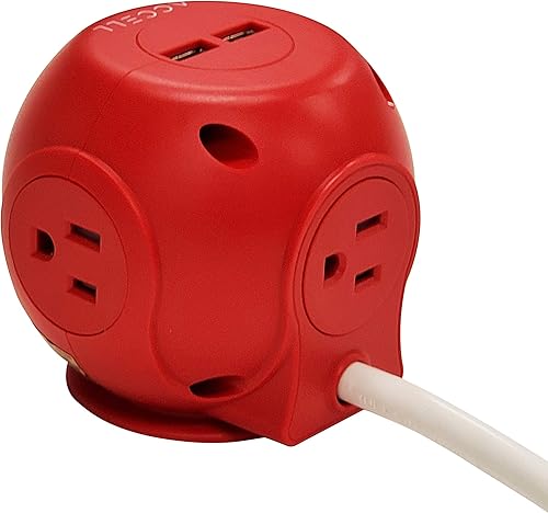 Miniatura 9 de Accell Power Cutie - Protector de sobretensiones compacto con 3 tomacorrientes 540J resistentes a las tensiones y 4 puertos de carga USB-A Power