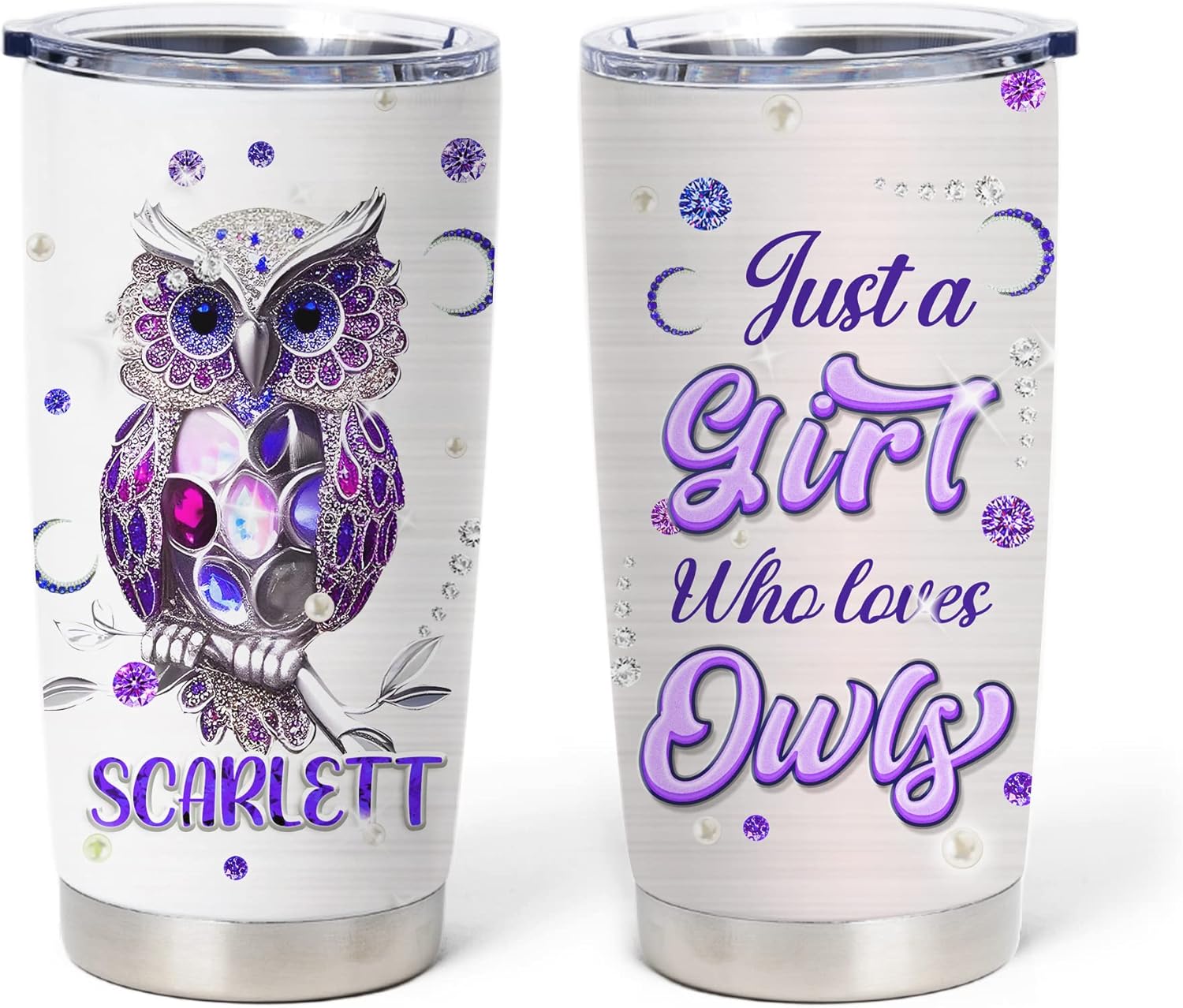 Personalized Just A Girl Who Loves Owls Tumblers With Lid