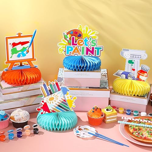 Miniatura 5 de 9 piezas de decoración de fiesta de pintura de panal de abeja, suministros de fiesta de salpicaduras de pintura para decoración temática de arte,