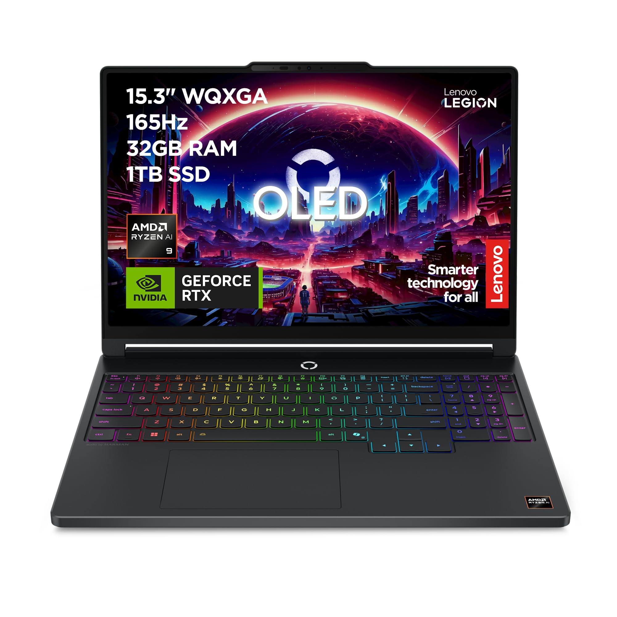 Lenovo Legion 5 Gaming Notebook OLED WQXGA 15" 165Hz, NVIDIA GeForce RTX 5060 8GB, AMD Ryzen AI 9 465, RAM 32GB, SSD 1TB, Windows 11 Home, Tastiera RGB - Laptop Gaming Alte Prestazioni
