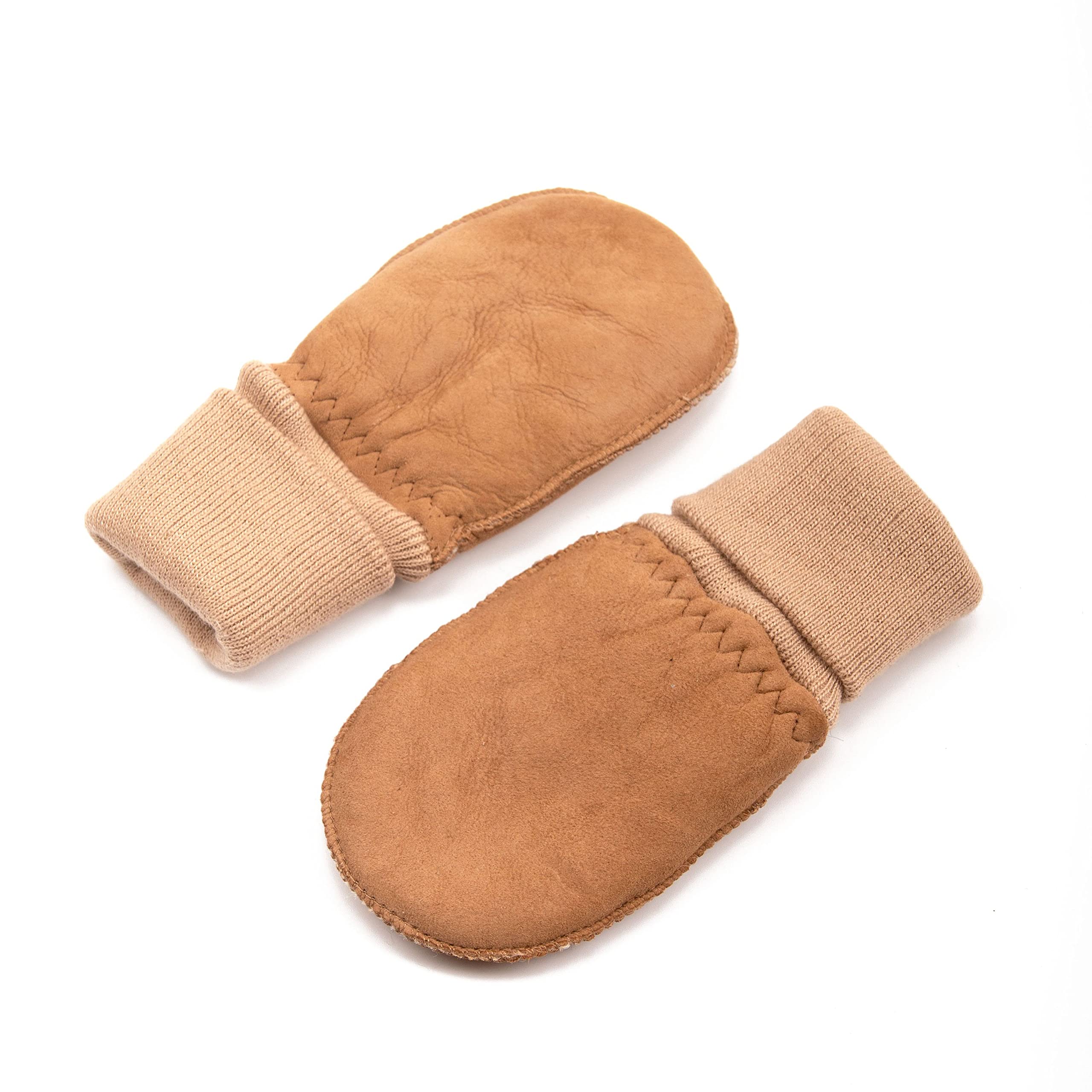 MUCKEL - Baby/Kleinkind Lammfell-Fäustlinge (0-18 Monate) warm gefüttert mit praktischem Strickbund, nachhaltig gegerbt, Lammfellhandschuhe für Kleinkinder