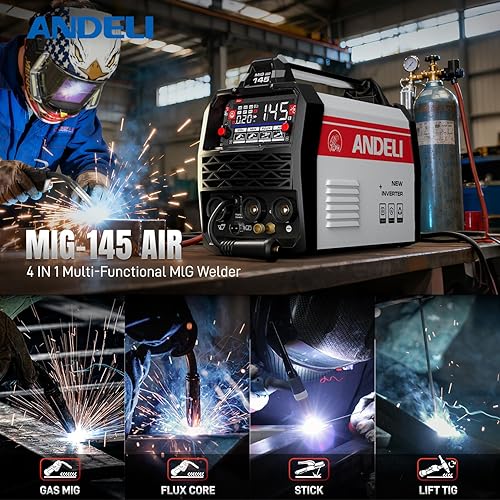 Miniatura 28 de ANDELI Soldador MIG 135A, 110 V/220 V [pantalla LED grande] Soldador 3 en 1 núcleo de flujo MIG/Lift Tig/Stick Máquina de soldadura MIG sin gas