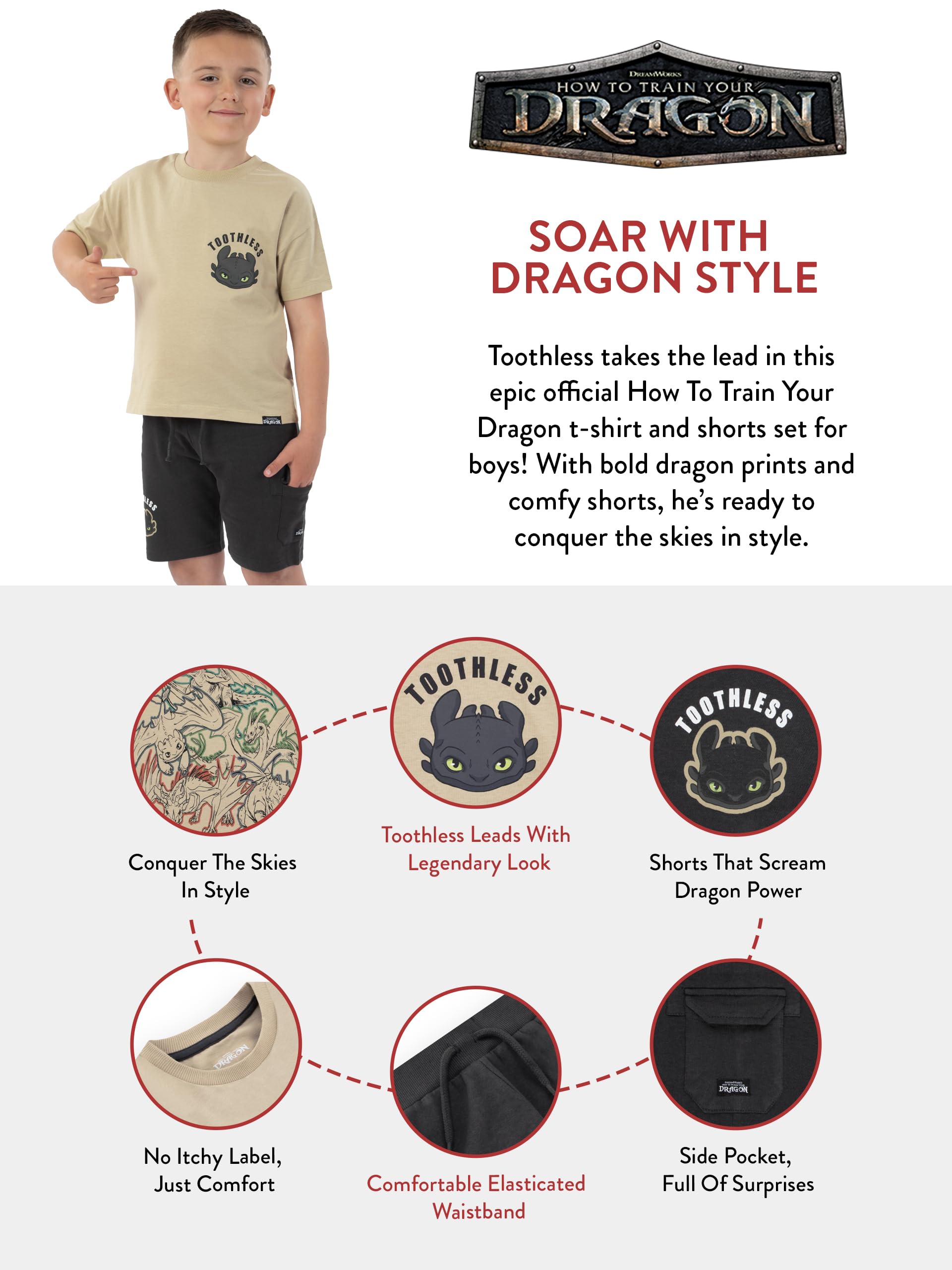 How To Train Your Dragon Conjunto De Camiseta Y Pantalón Corto Para Niño, Camiseta Y Short Desdentao Para Niño, Divertido Conjunto De Algodón