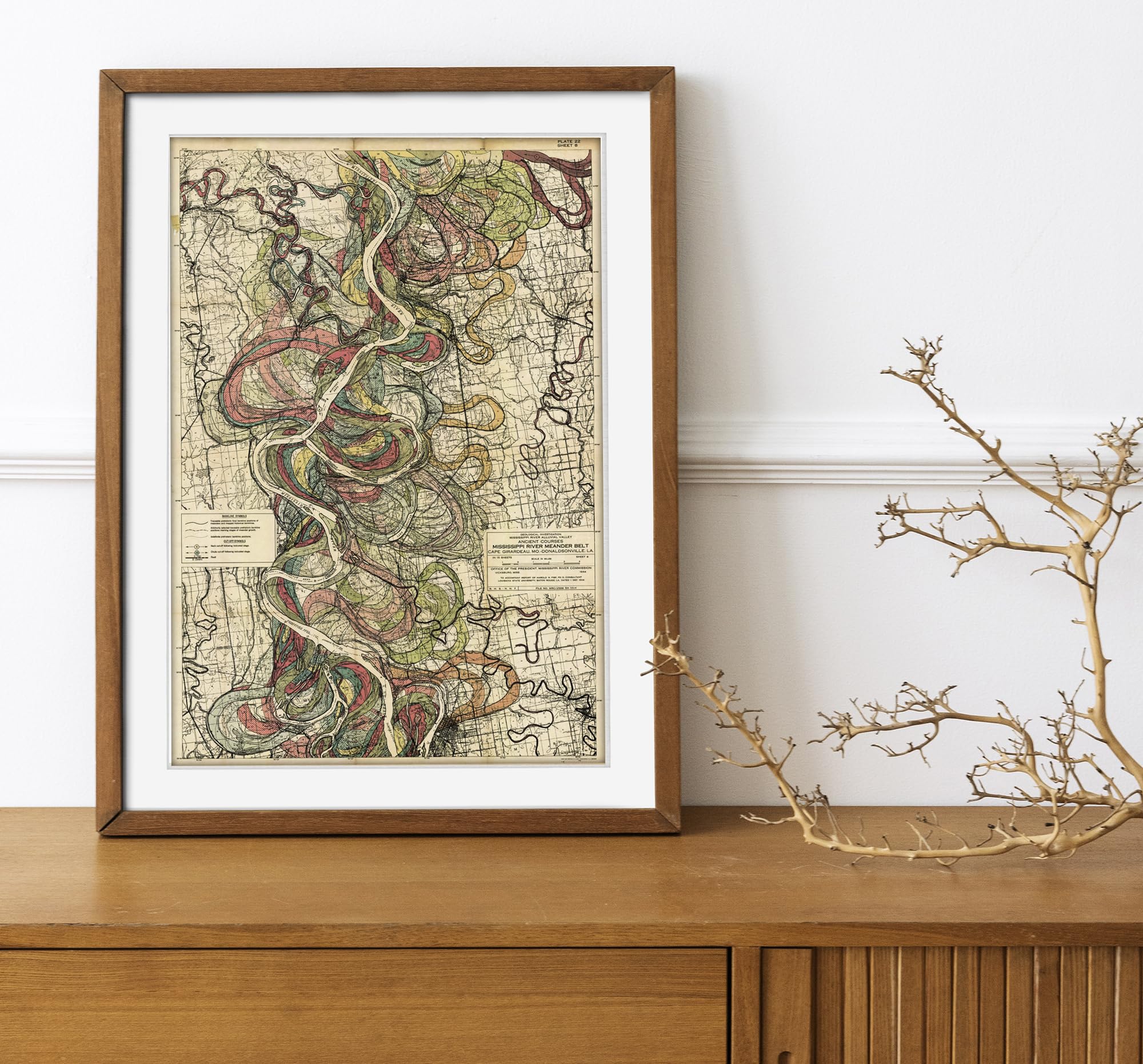 Sheet 8-1944 Mississippi River Map - River House Decor Wall Art Gifts - Harold Fisk Ancient River Meander Alluvial Valley Poster Mississipi Mississ Missipi 11x16 inches Unframed. - Image 3