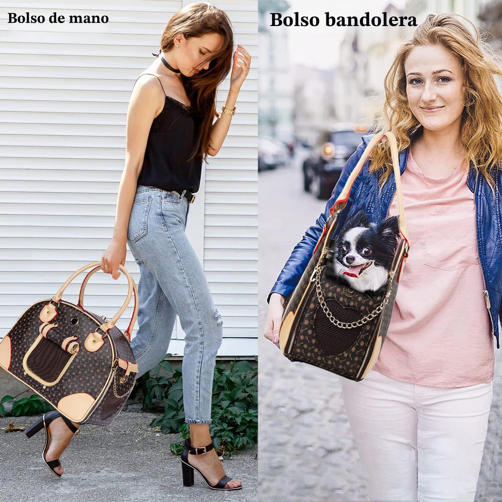 Adriene's Choice Transportador de Mascotas de Lujo, Bolsa de Transporte para Cachorros, Bolsa de Transporte para Gatos, Impermeable, de Piel sintética, Viajes al Aire Libre,