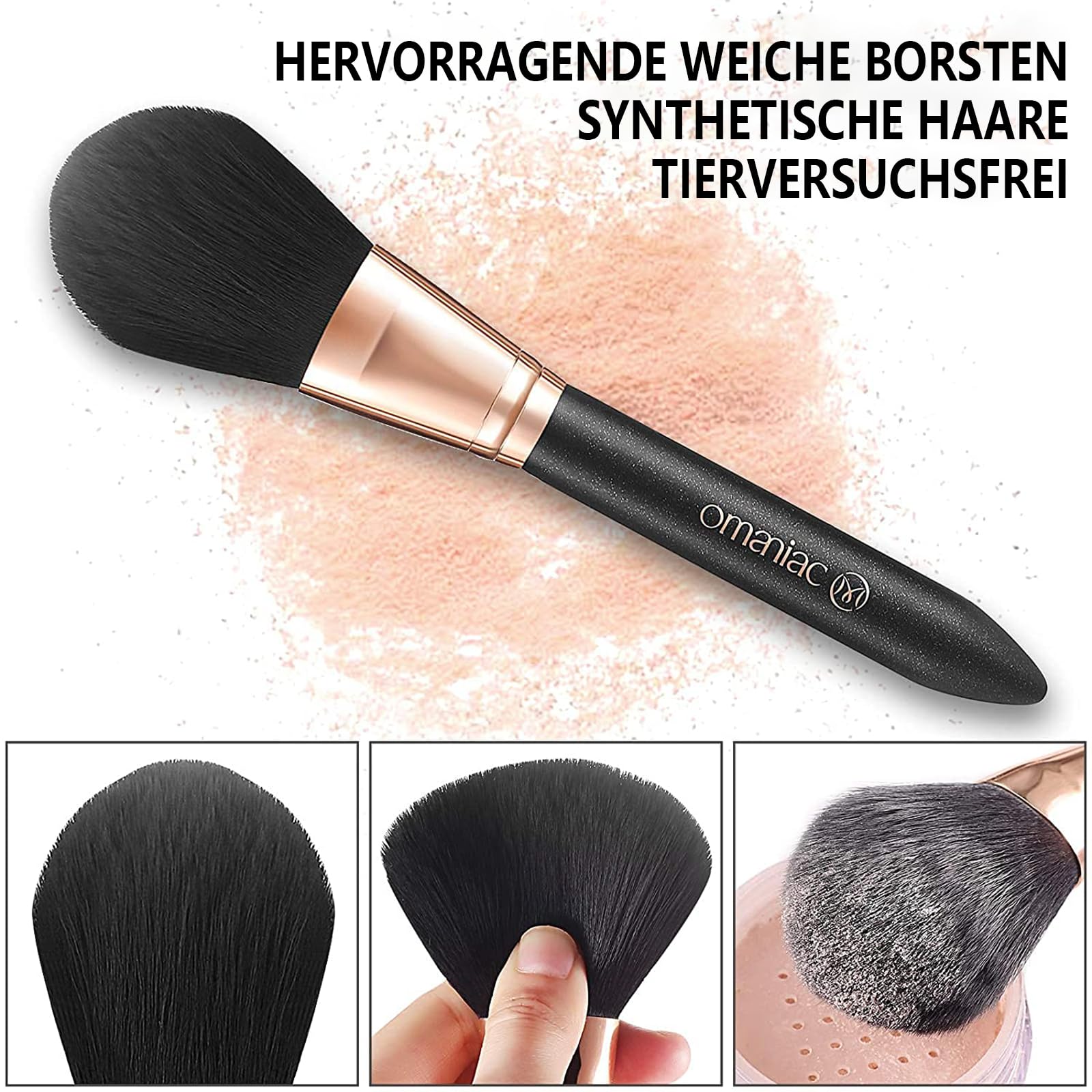 OMANIAC Juego de 12 brochas de maquillaje, de alta calidad, hechas de fibras sintéticas duraderas, brochas de maquillaje profesionales para el día a día o de viaje (negro)
