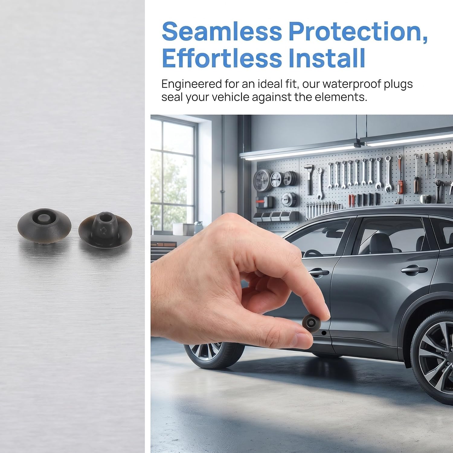 50pcs Black Rubber Hole Plugs, 7mm Waterproof Car Door Covers