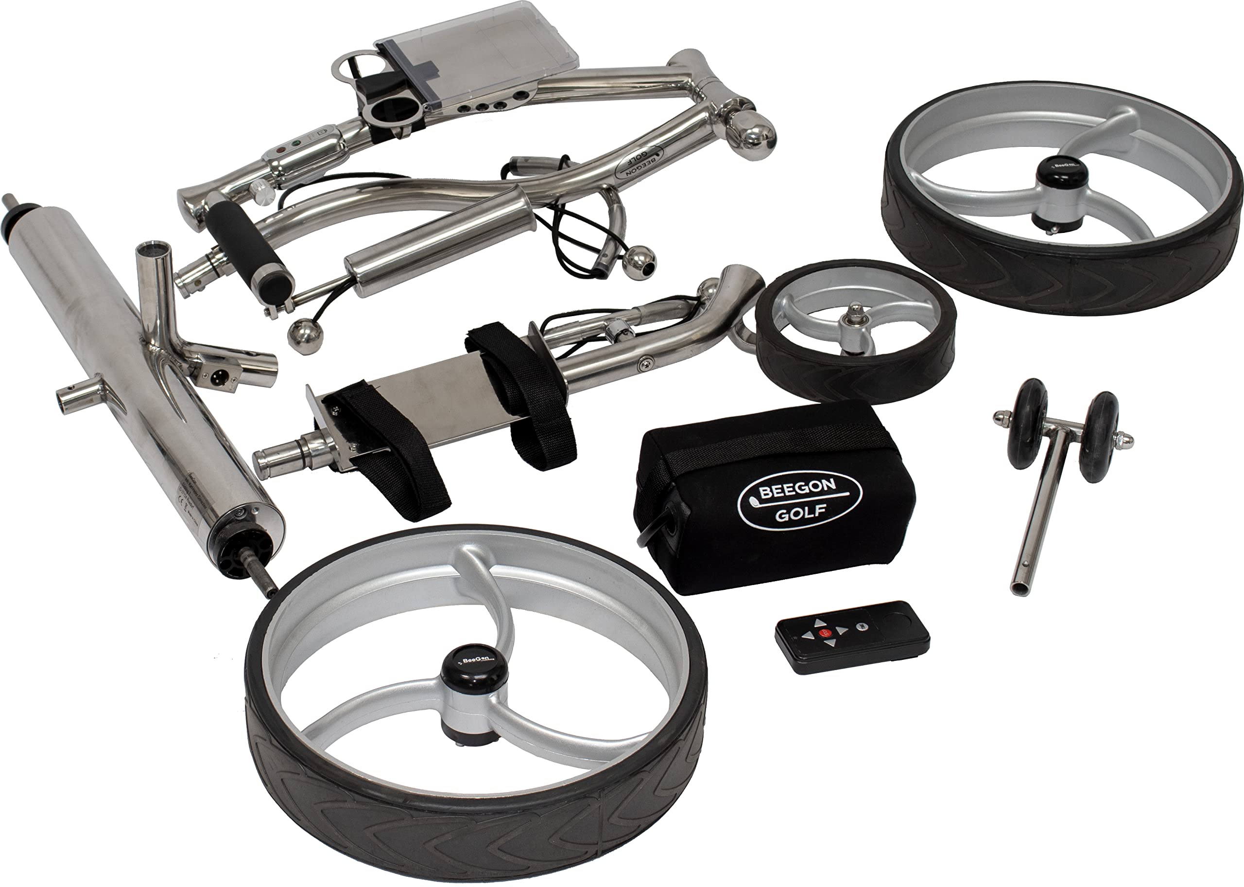 BeeGon Golf Carrello da Golf Elettrico GT-ES900R PRO Litio, Acciaio Inossidabile, 10Ah con Telecomando