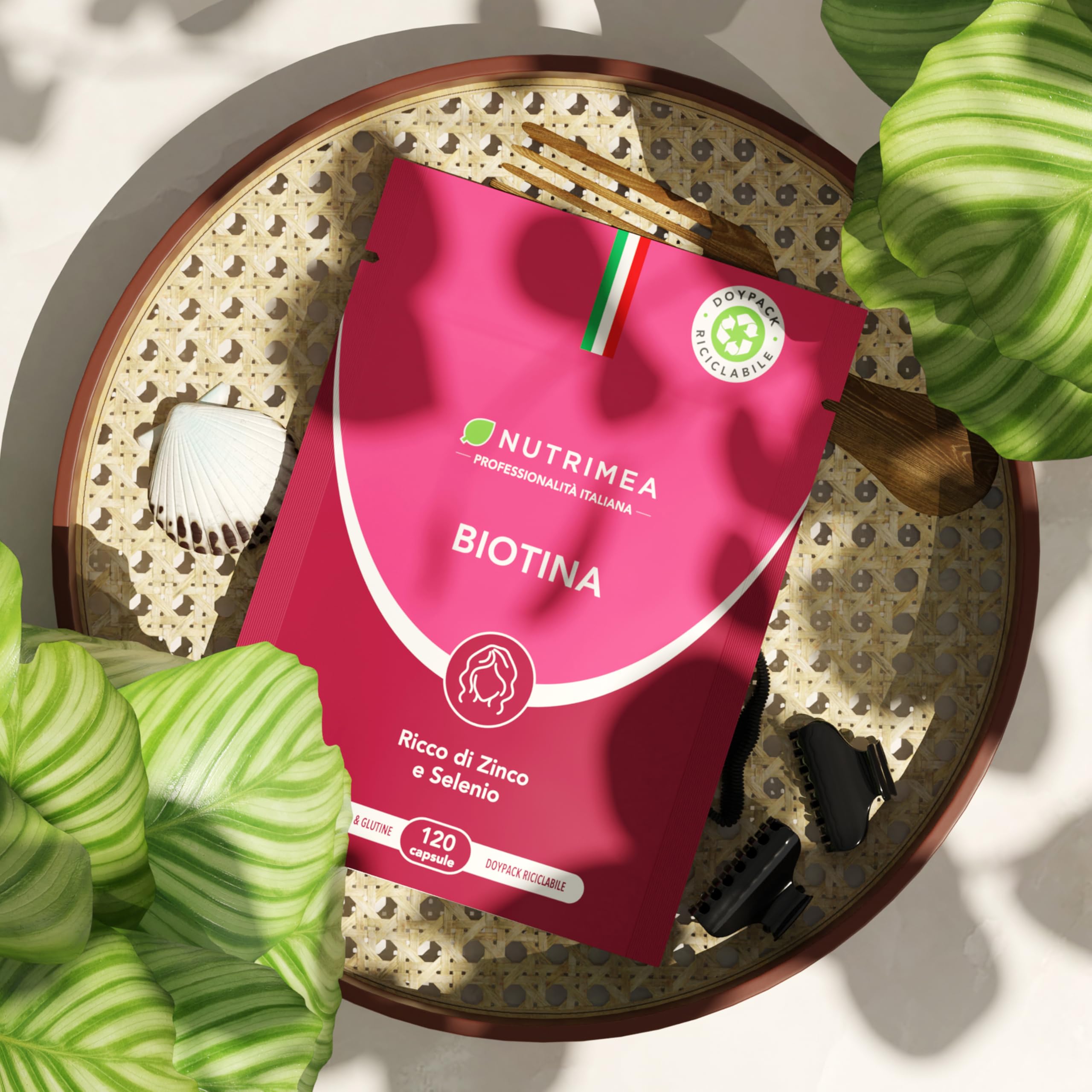 Biotina Capelli | 120 Capsule | Integratori Per Capelli, Unghie e Pelle | Vitamina B8, Zinco, Selenio e Semi di Zucca | Trattamento 4 Mesi | Nutrimea