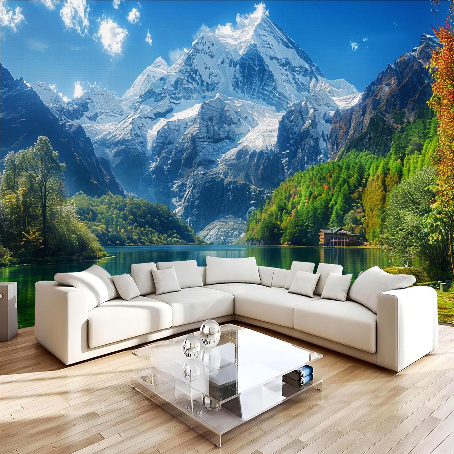 Fototapete Schneebedeckter Berg Vliestapete Wandbild 350x256cm