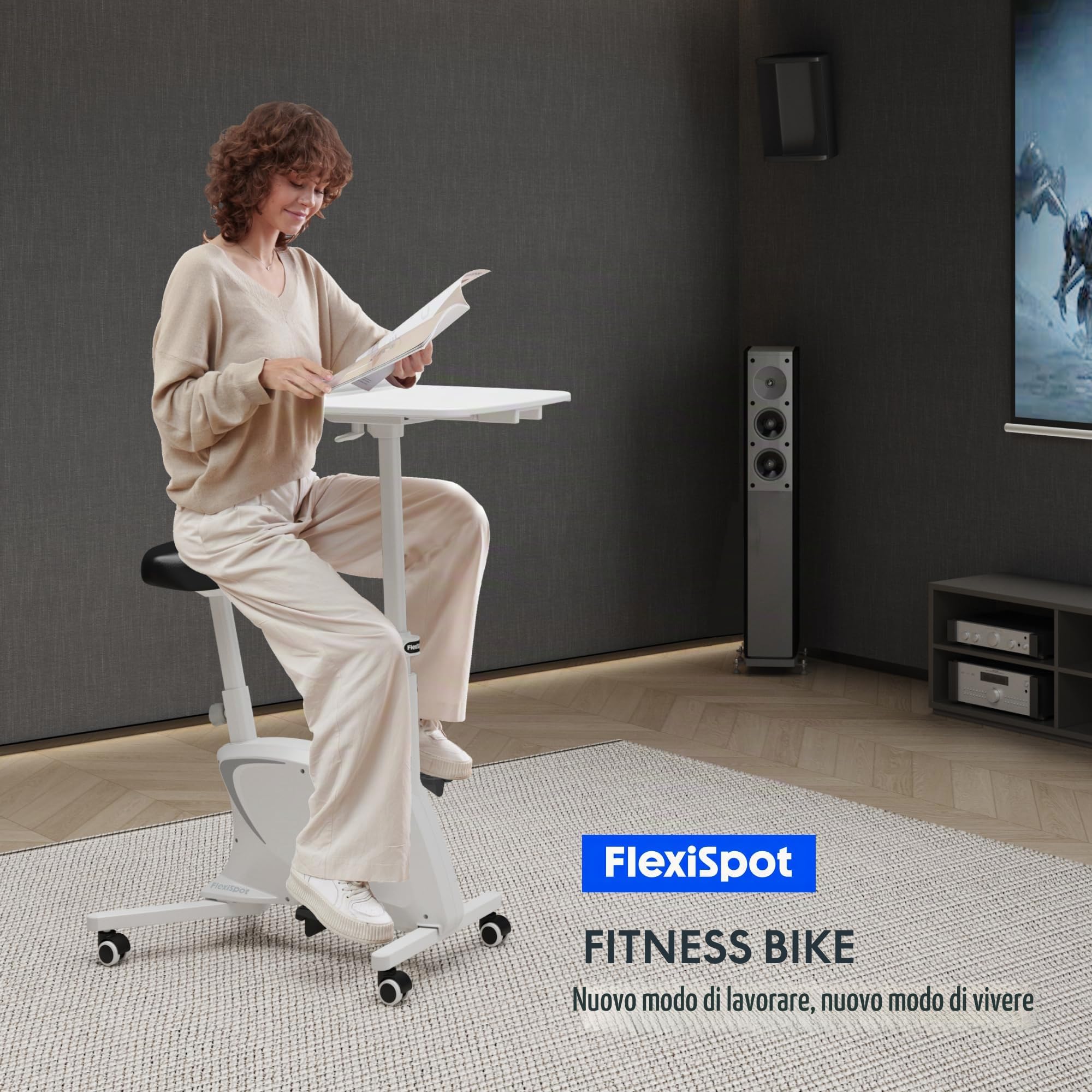 FlexiSpot V9 Lite Cyclette con Scrivania, Bicicletta da Fitness Portatile con Telaio Stabile e Funzionamento Silenzioso, per Casa e Esterni, Capacità 100 kg, Allenamento Aerobico