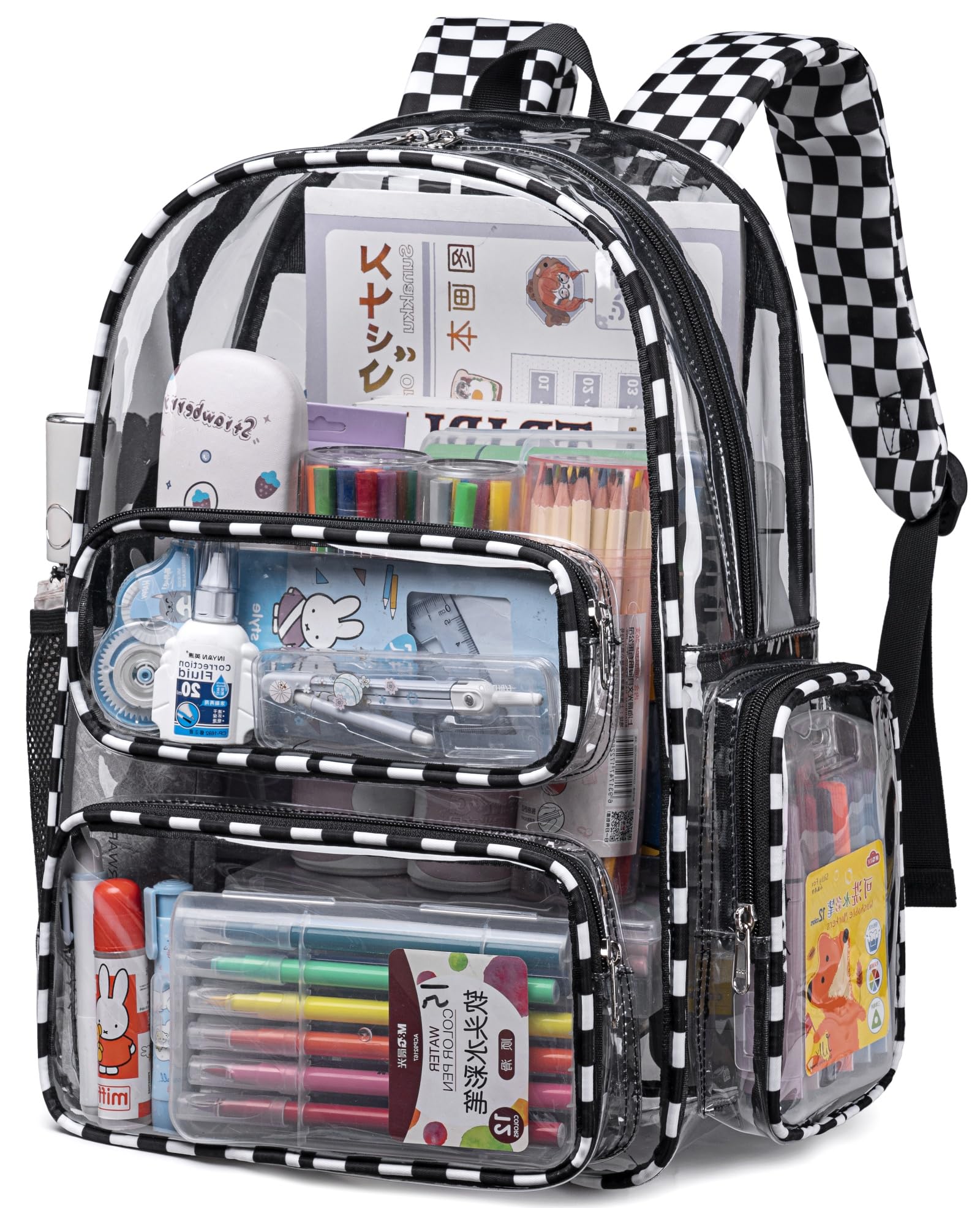 BTOOP Clear Backpack Heavy Duty Transparent Backpack 17" See Through Bookbag for College Work Festival Security Padded Strap
