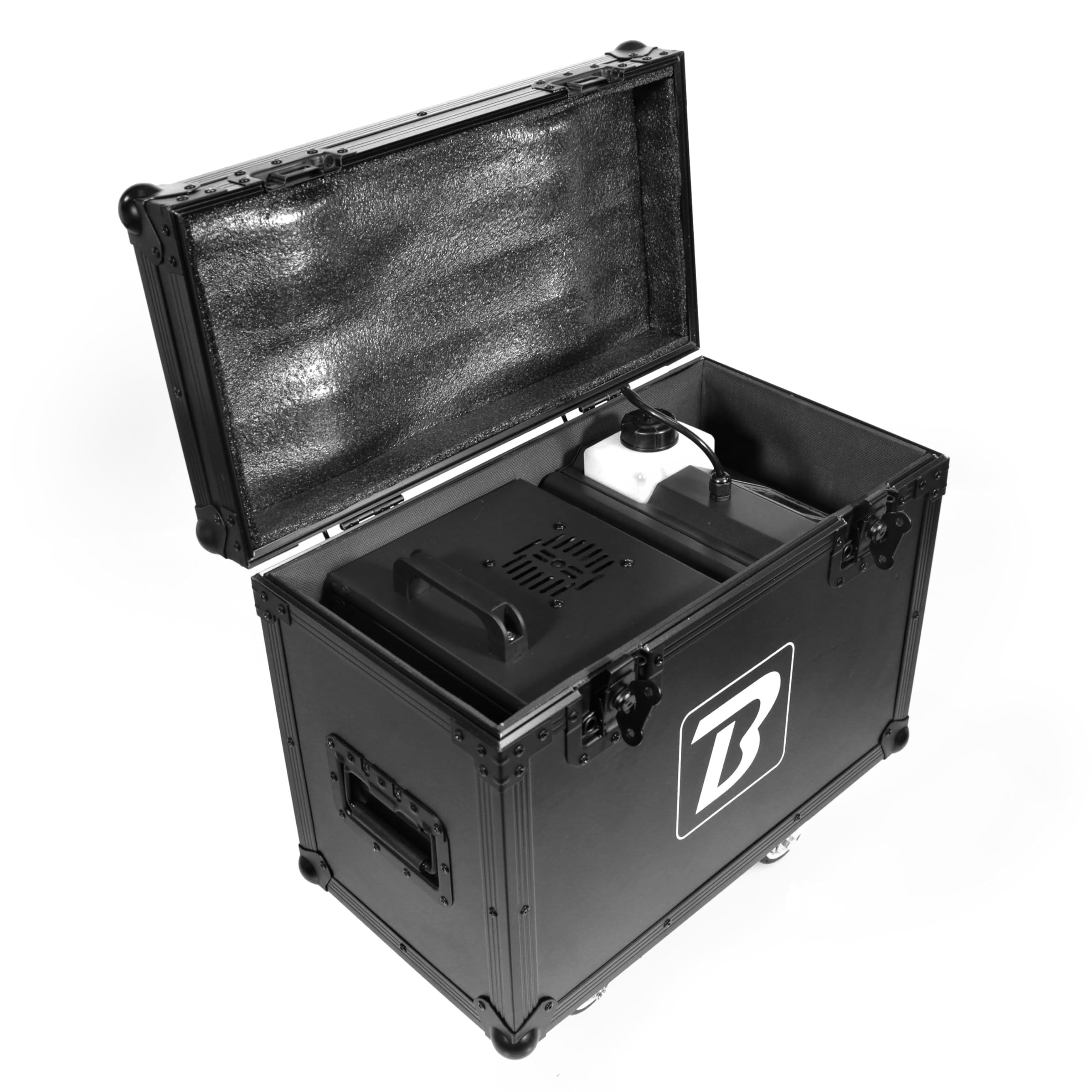 BoomToneDJ Cirrus 1000 Flight Case Universale Nero con Rotelle. Valigia Professionale. Angoli in Alluminio. Rinforzi Angolari. Dimensioni 543 x 390 x 269 mm.