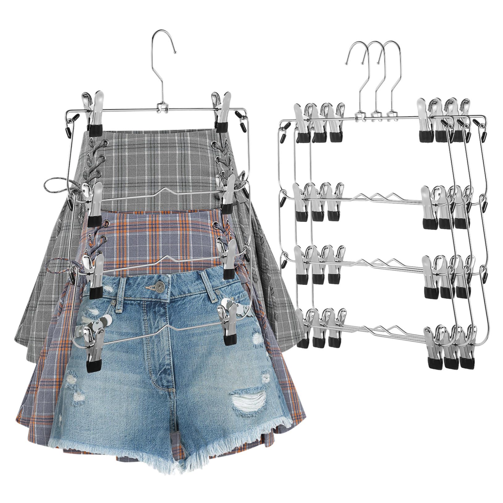 Teiliges Hosenbügel mit Clips aus Hochwertigem Hochmanganstahl Platzsparender Mehrlagiger Rock und Jeansbügel rutschfeste Metall Kleiderbügel für Ordentliche Kleiderschränke