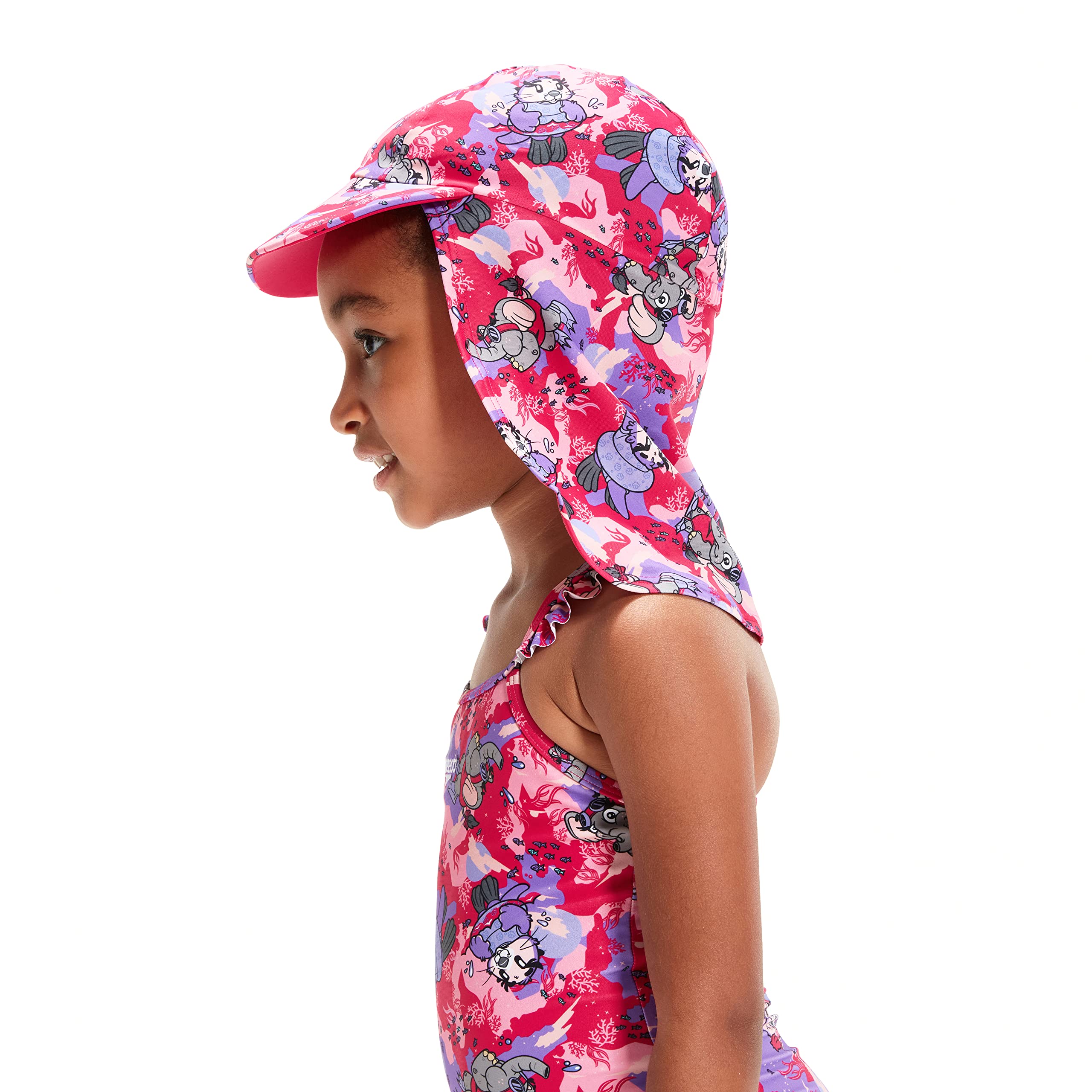 Speedo Girls Learn to Swim Sun Protection Hat, Cherry Pink/Sweet Taro/Hellium - Image 4