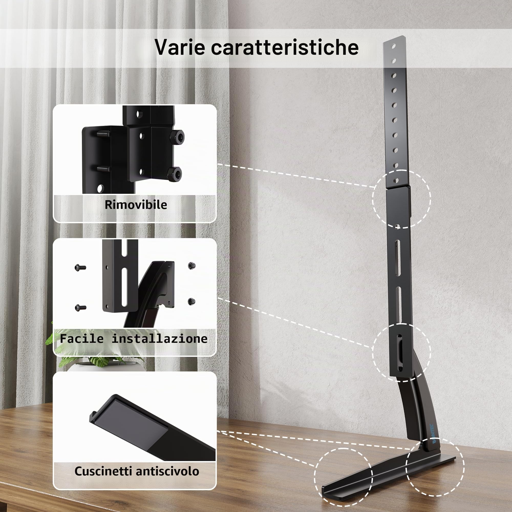 BONTEC Supporto TV Universale 22-65 Pollici VESA 800x400 mm Regolabile 50 kg