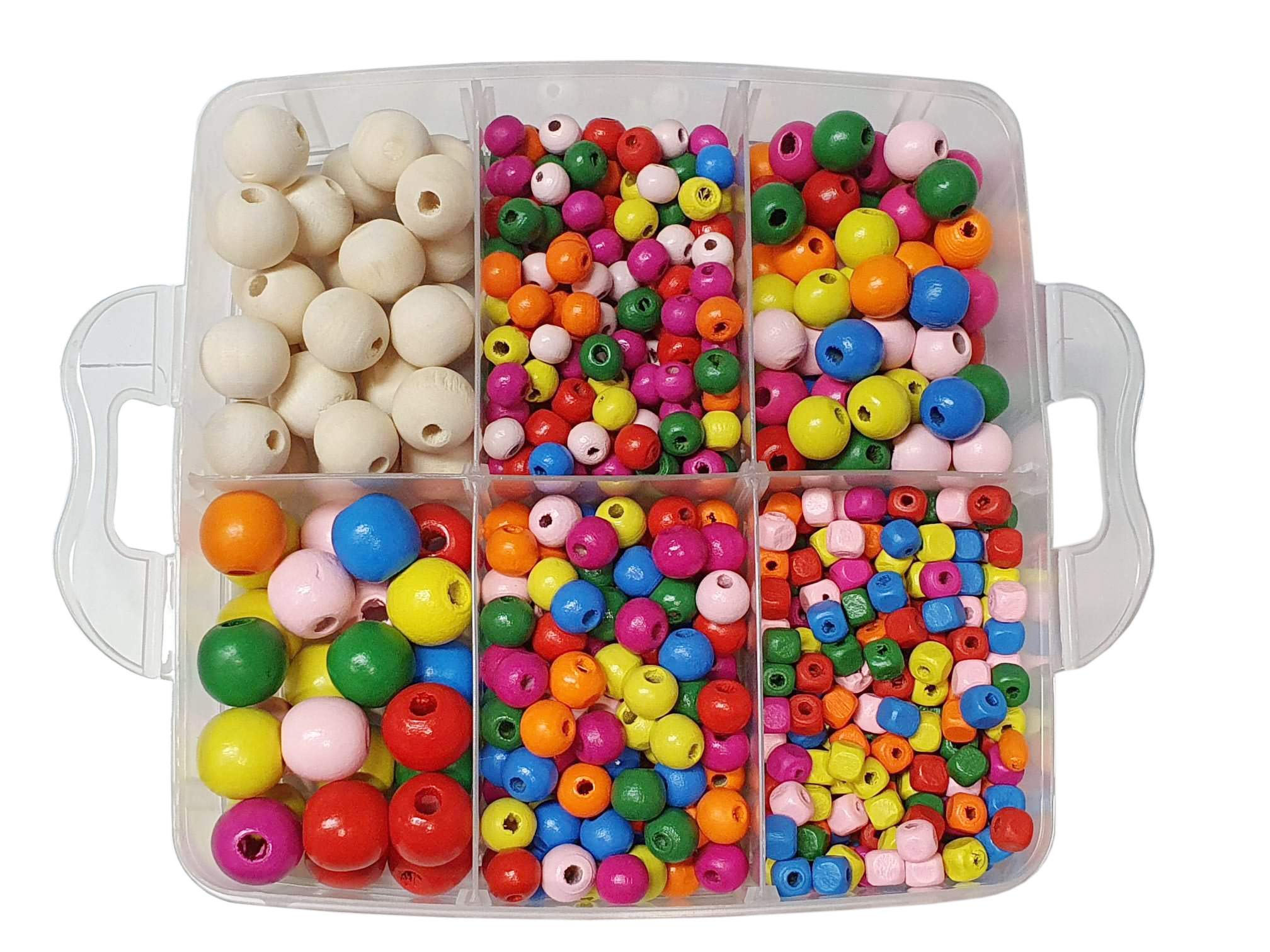 Set fai da te per bambini, in perle di legno, in scatola, 1000 pezzi, mix colorato naturale, set di perline in legno colorato