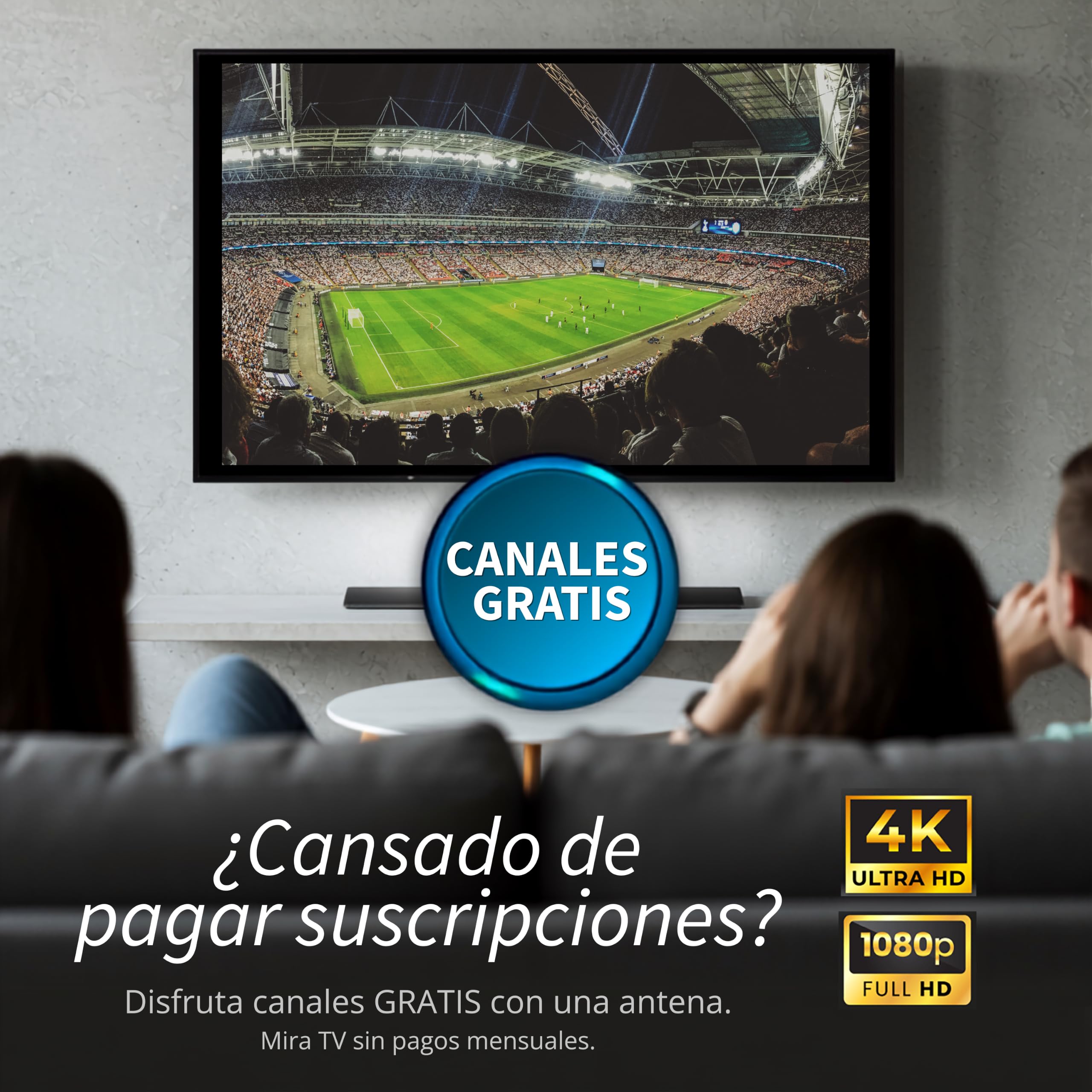 Antena HDTV de 8 elementos para interiores y exteriores, rango de 70 millas