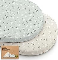 Vista 11 de Paquete de 2 sábanas de moisés para bebé niña y niño, viscosa de 33 x 17 pulgadas, derivada de bambú, sábanas ajustables para moisés, compatibles