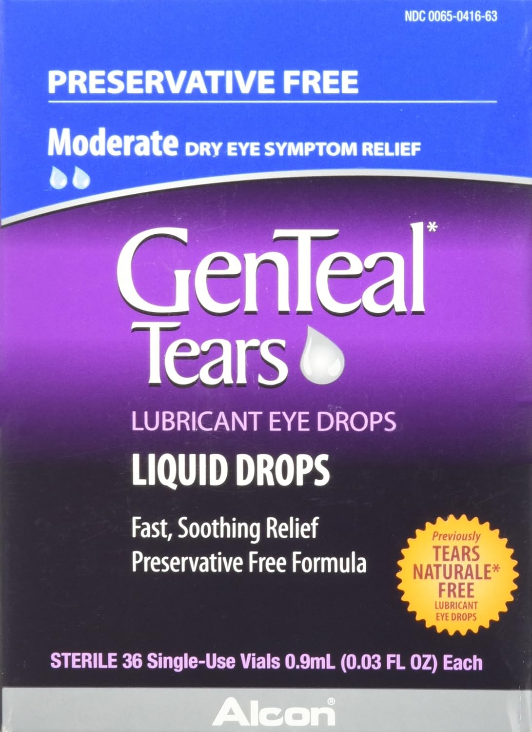 GenTeal Tears Lubricant Eye Drops, Moderate Liquid Drops, 36 Sterile, Single-Use Vials, 0.9-mL Each GenTeal Tears Lubricant Eye Drops, Moderate Liquid Drops, 36 Sterile, Single-Use Vials, 0.9-mL Each