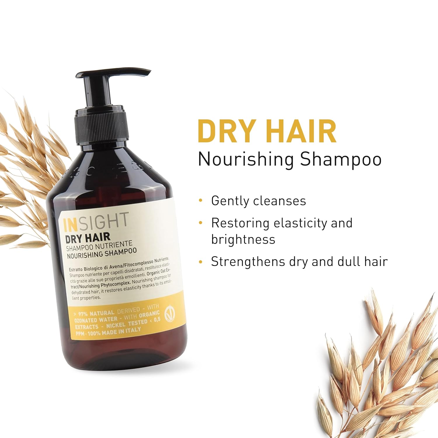 INSIGHT Clean Beauty Nourishing Shampoo for Dry Hair with Organic Oat Extract, Vegan, 13.5 fl oz - Image 3