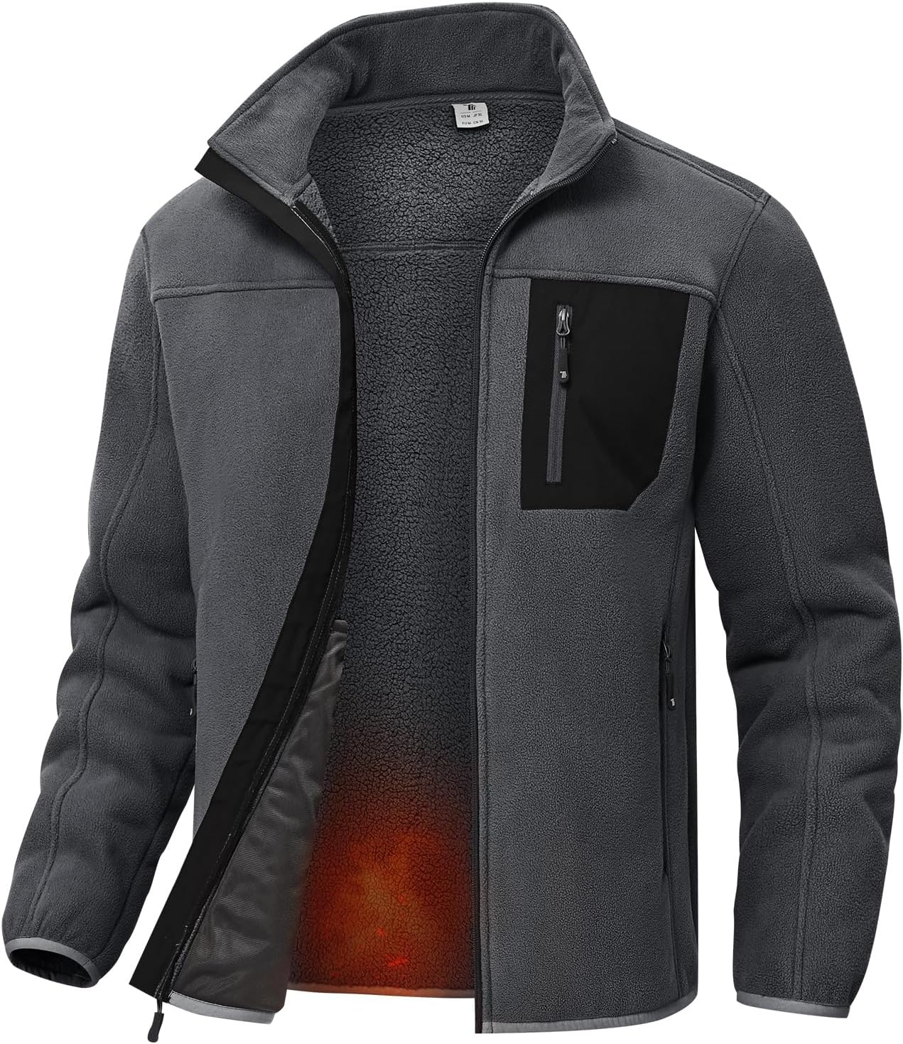 TBMPOY Men's Sherpa Lined Jacket Winter Fleece Jackets Full Zip Outdoor Hiking Casual Coat Soft Warm Outwear with 5 Pocket