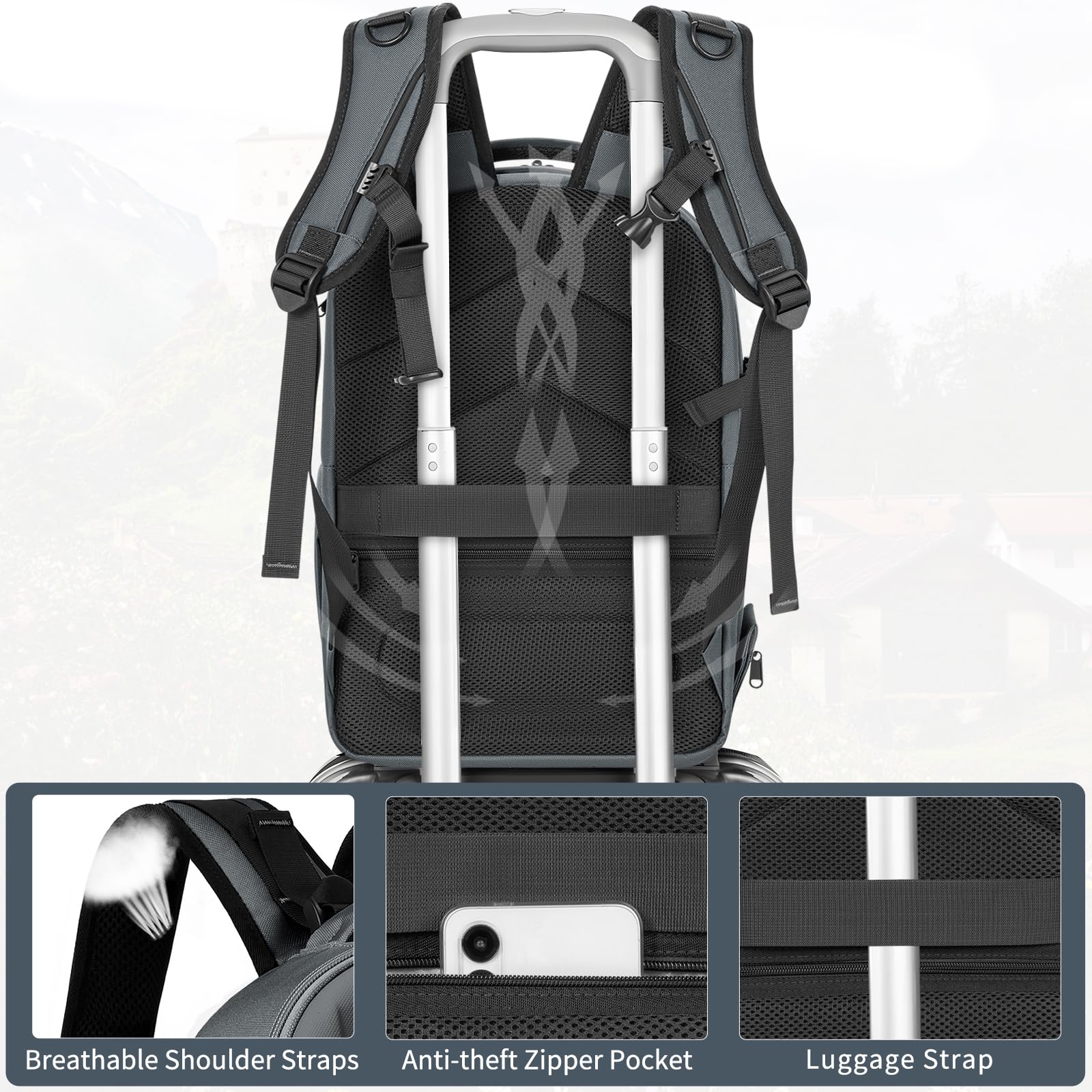 Mochila rígida para cámara, bolsa para cámara de fotografía, resistente al agua, antigolpes, con soporte para trípode y compartimento para laptop de 15.6 pulgadas, compatible con Canon/Nikon