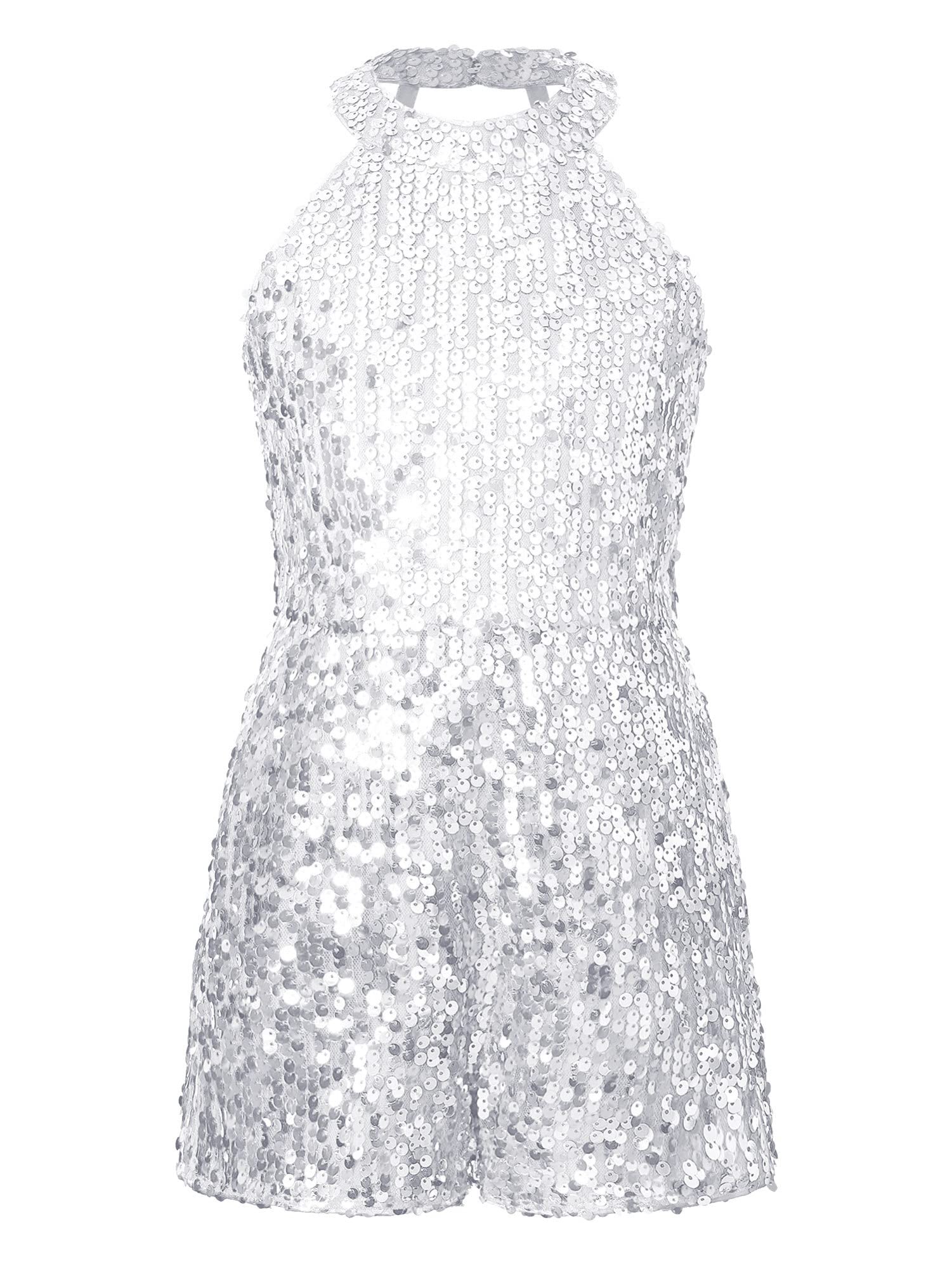IEFIEL Mono Princesa de Vestir para Niña Mono Lentejuelas de Cuello Haltera Mono de una Pieza para Fiesta Boda Cumpleaños Desfiles 5-14 Años