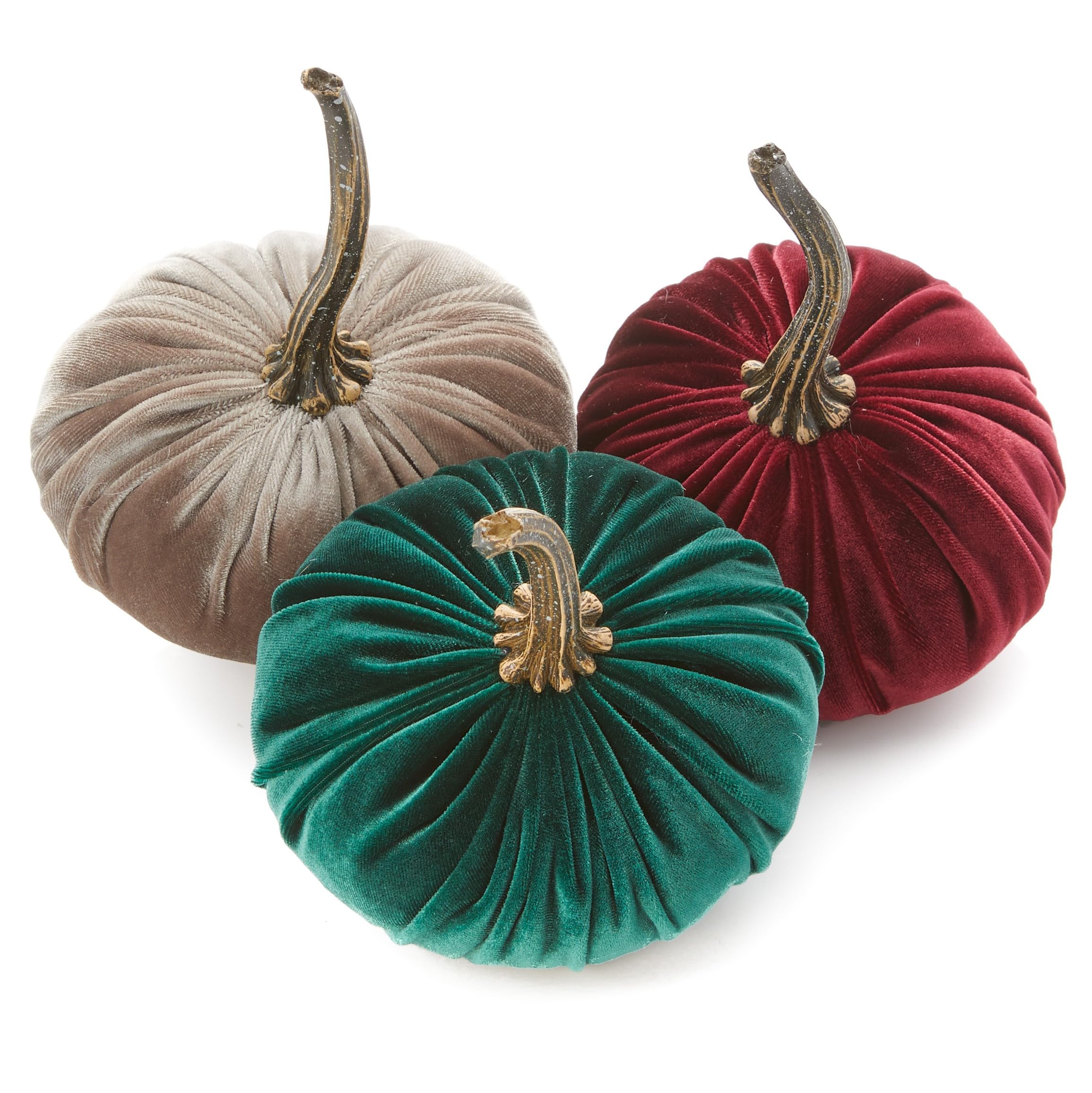 Set of 3 Small Velvet Pumpkins